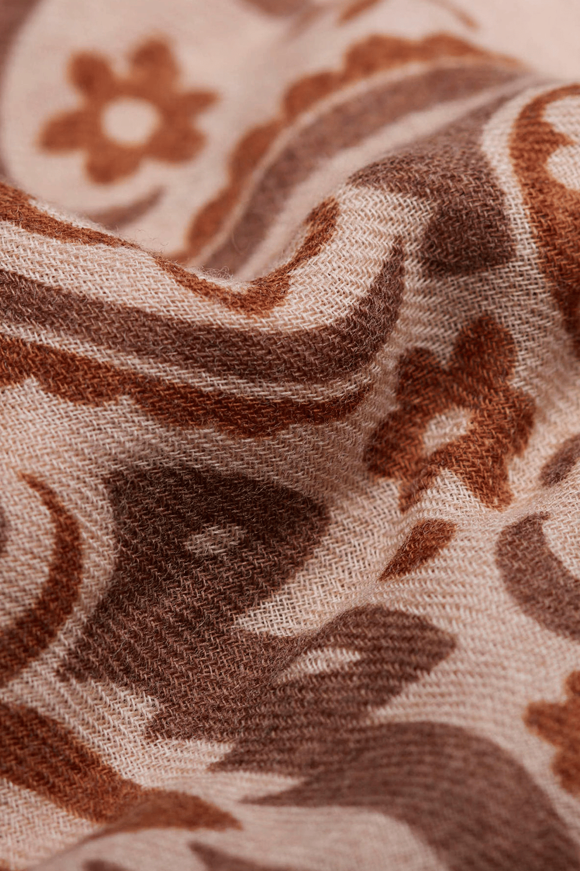 Printed wool and cashmere scarf MAISON LECOMTE FLAMENT Brown