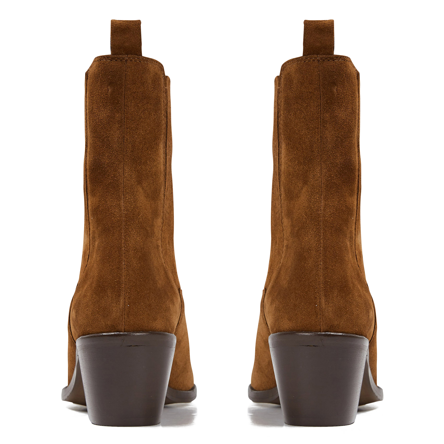 Bottines western talons mi-hauts en cuir velours JONAK Marron