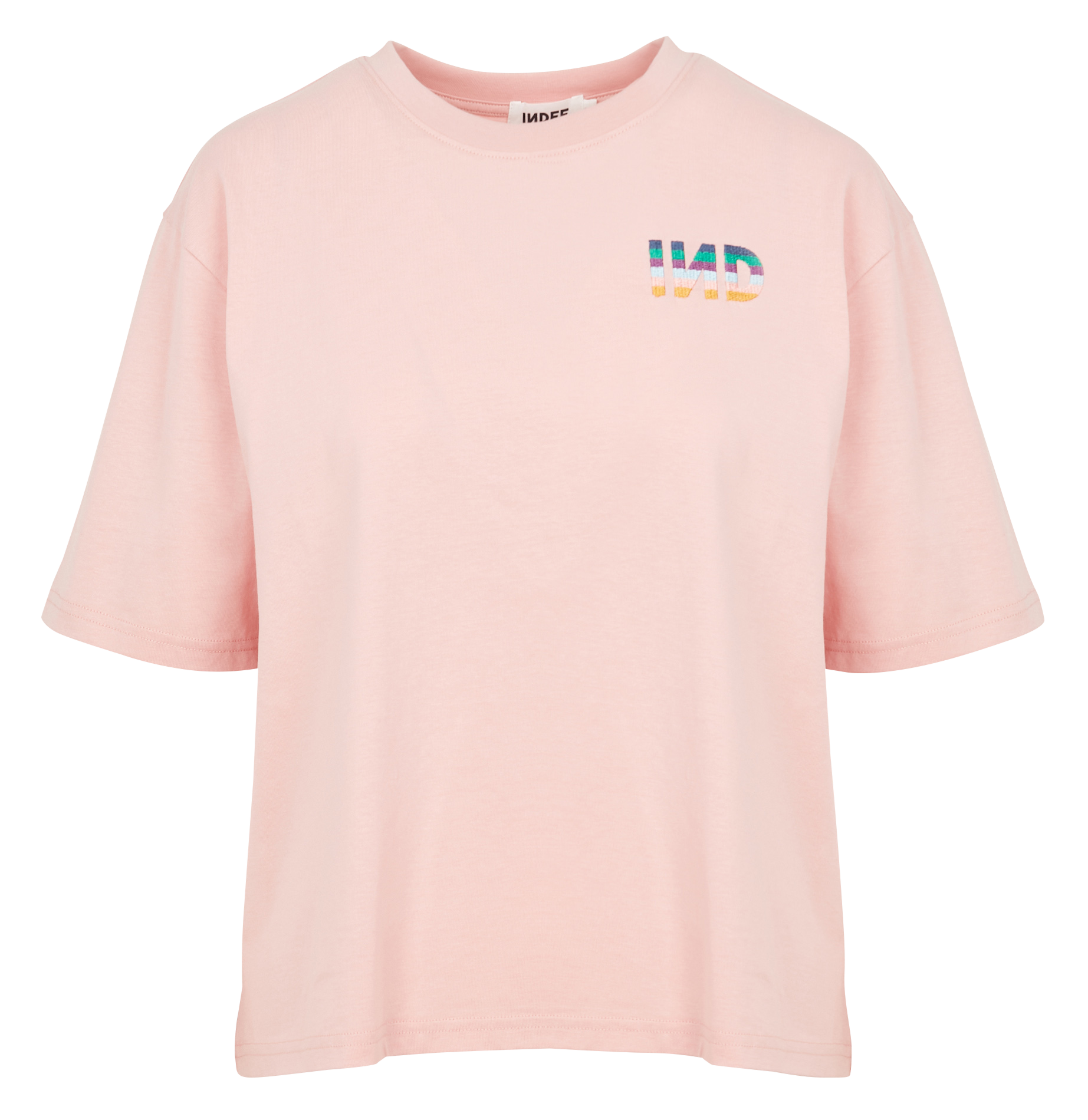 Tee-shirt col rond brodé en coton INDEE