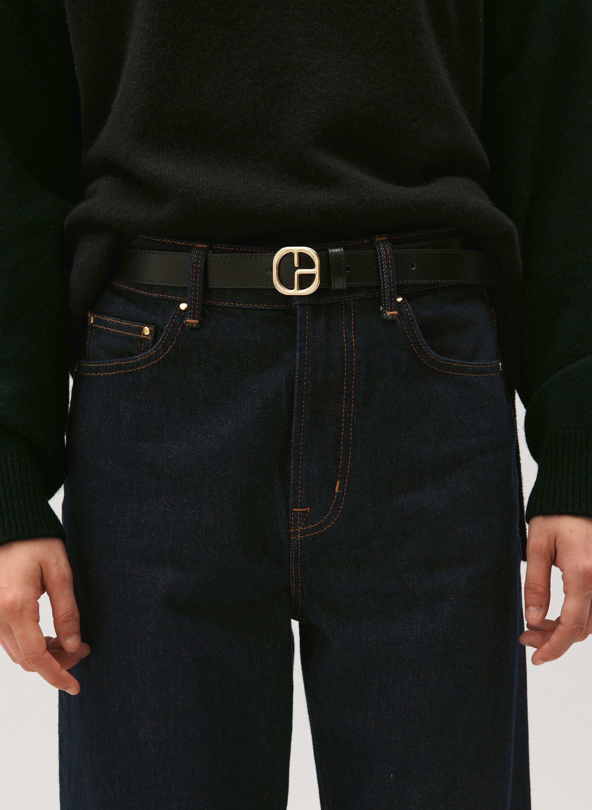 Leather Belt With Cp Buckle Noir Claudie Pierlot Women Place