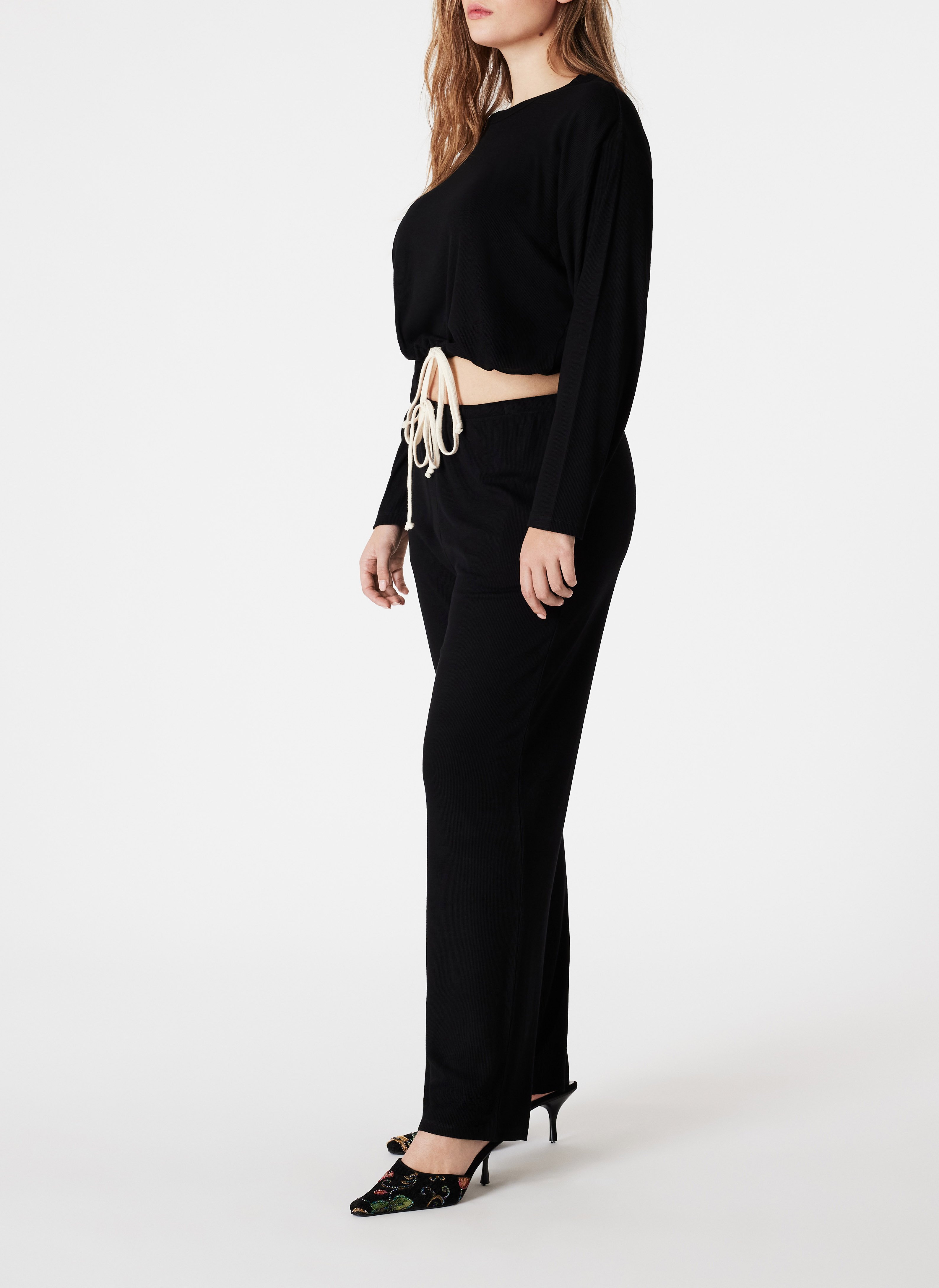 Kurzes, geripptes Sweatshirt ICONE Schwarz