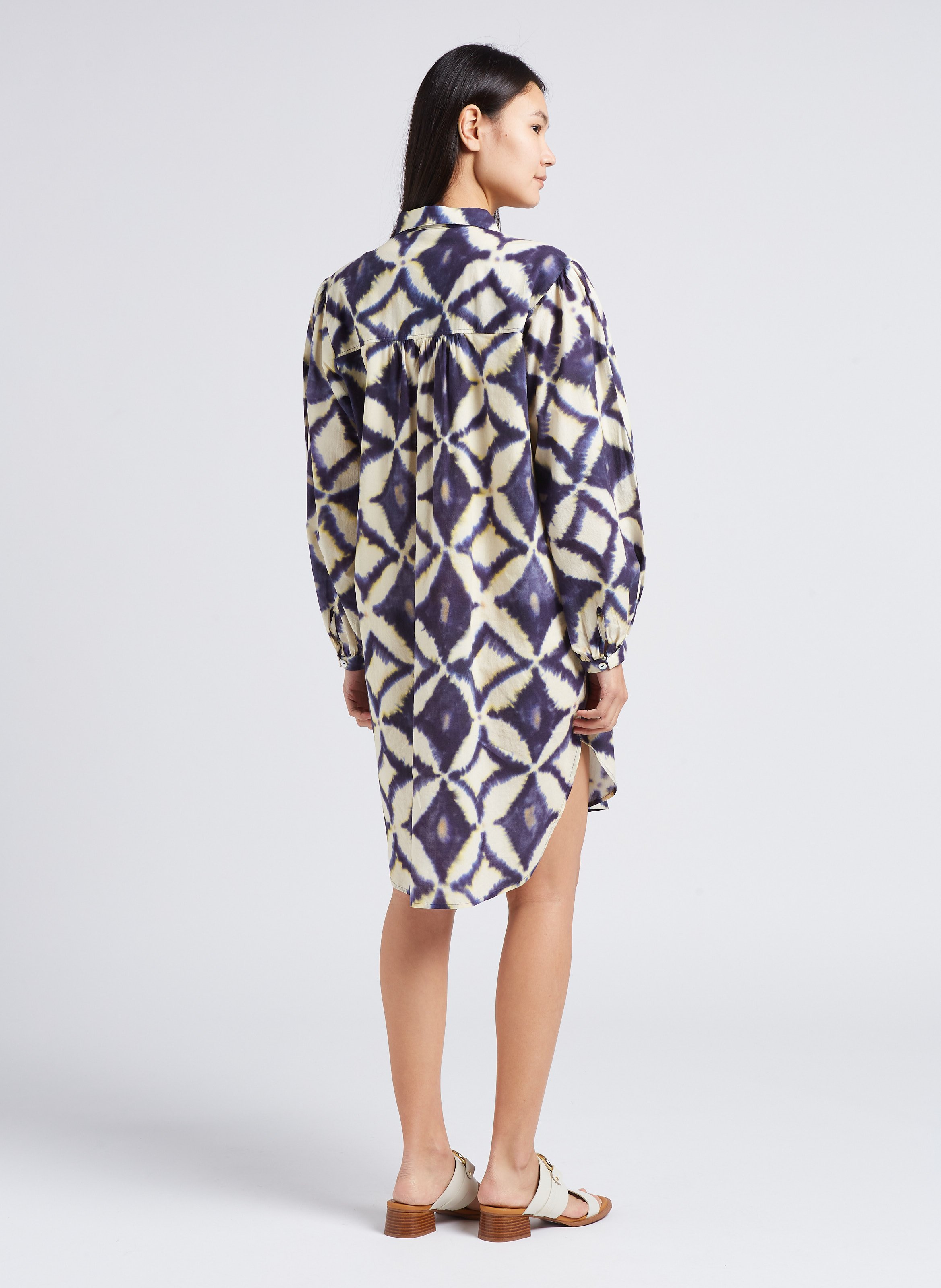 Short printed shirt dress with classic collar BELLEROSE Grey