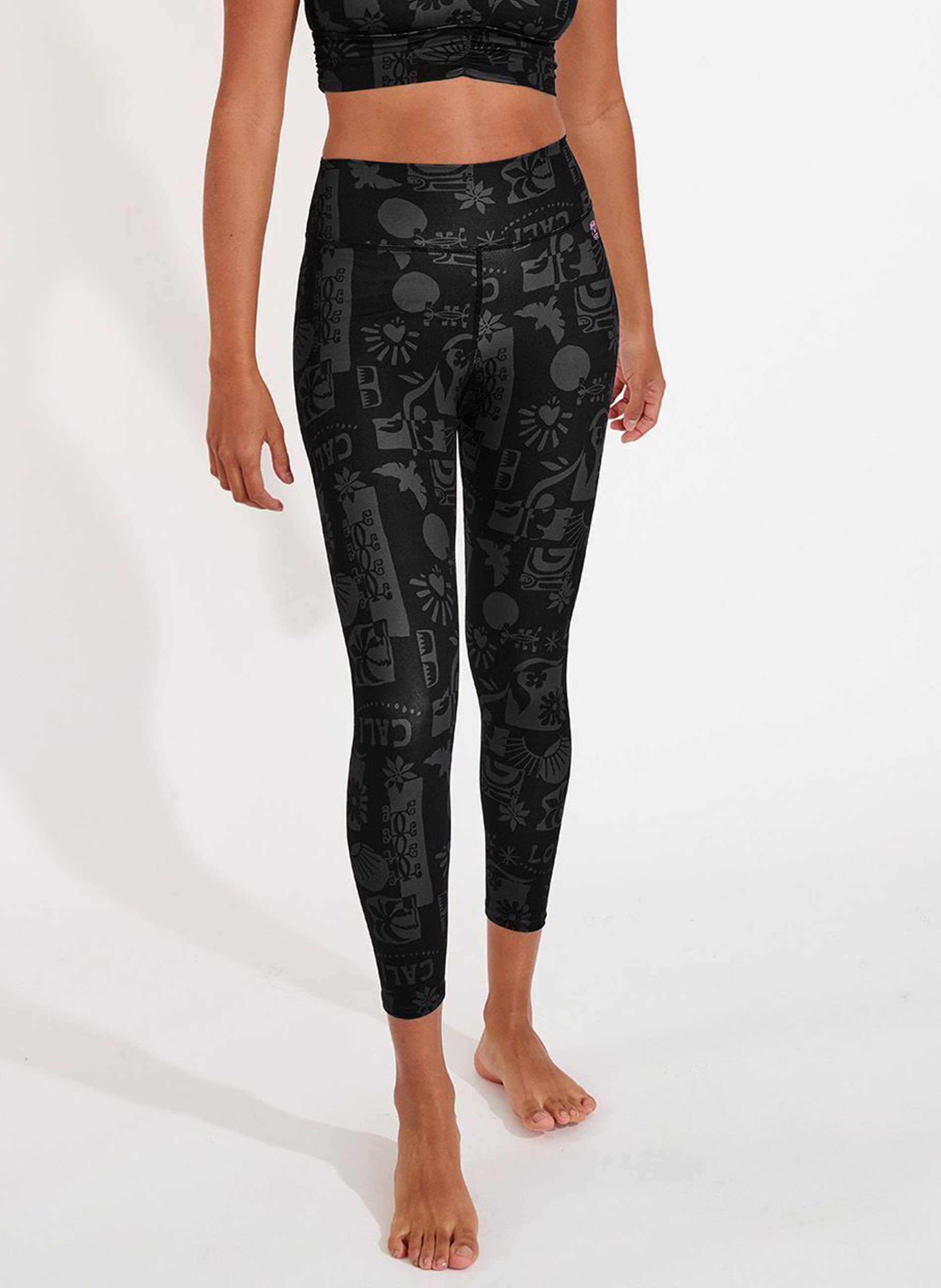 Printed sports leggings BANANA MOON Black