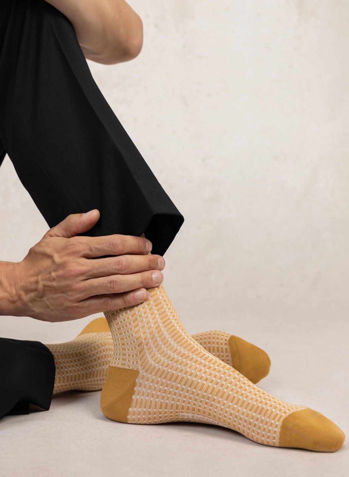 Cotton socks with logo BLEUFORET Yellow