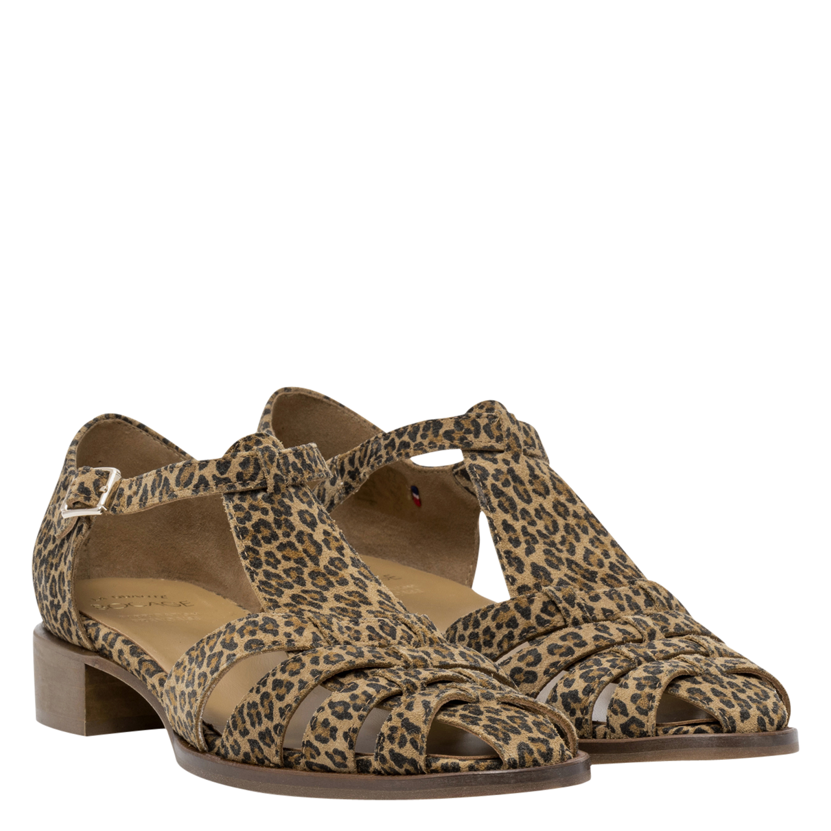 Flache Ledersandalen mit Leopardenmuster BOCAGE Mehrfarbig
