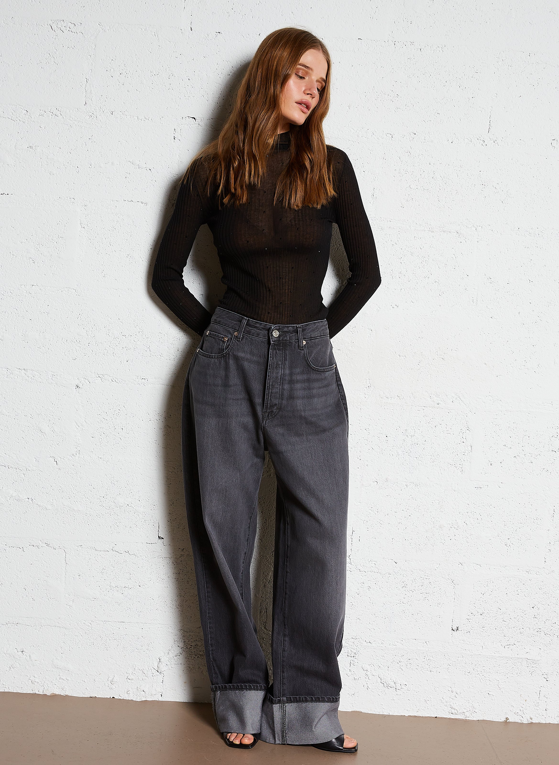 Wide leg cotton jeans BELLEROSE Black