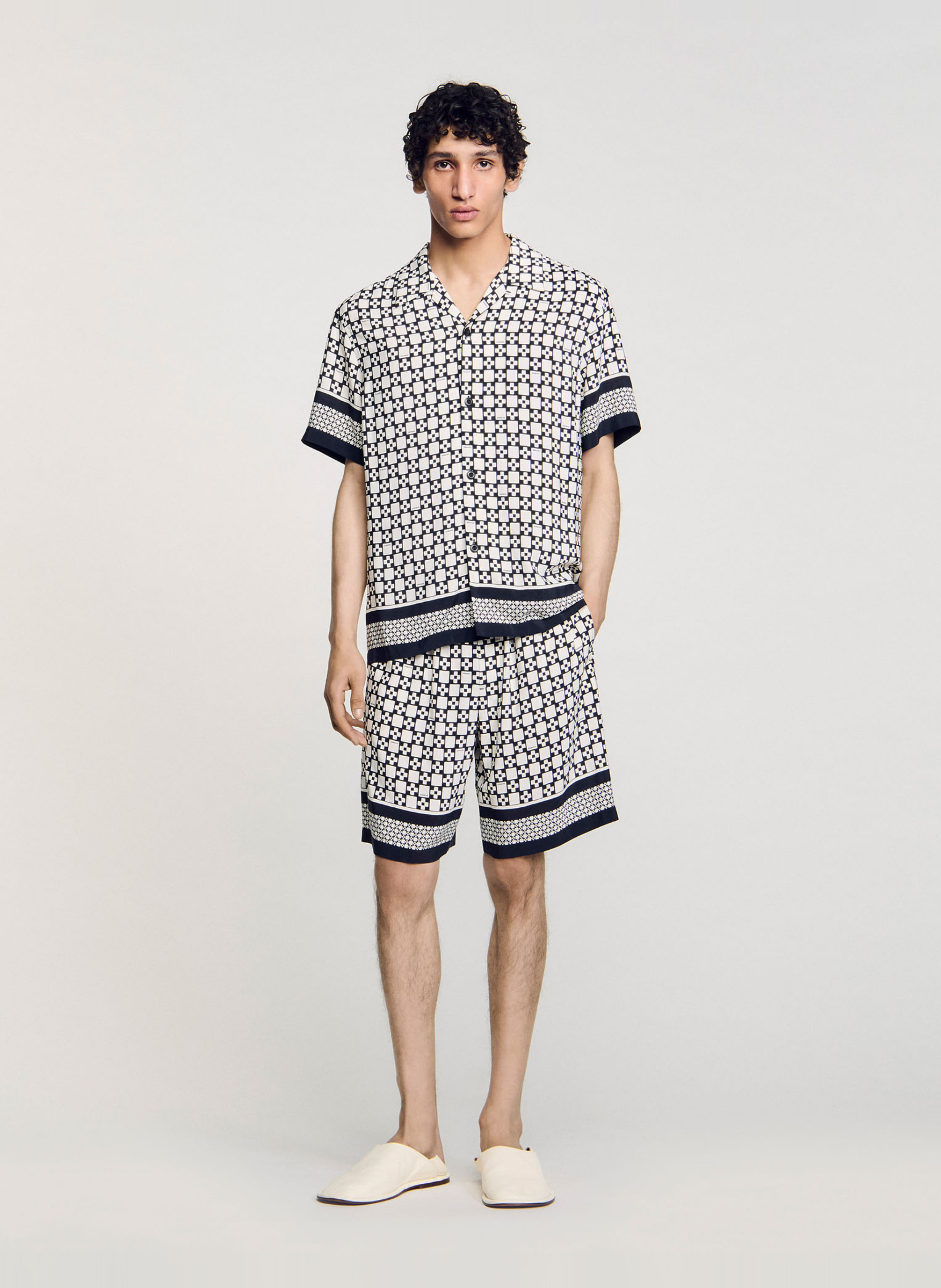 Chemisier droit imprimé SANDRO Noir