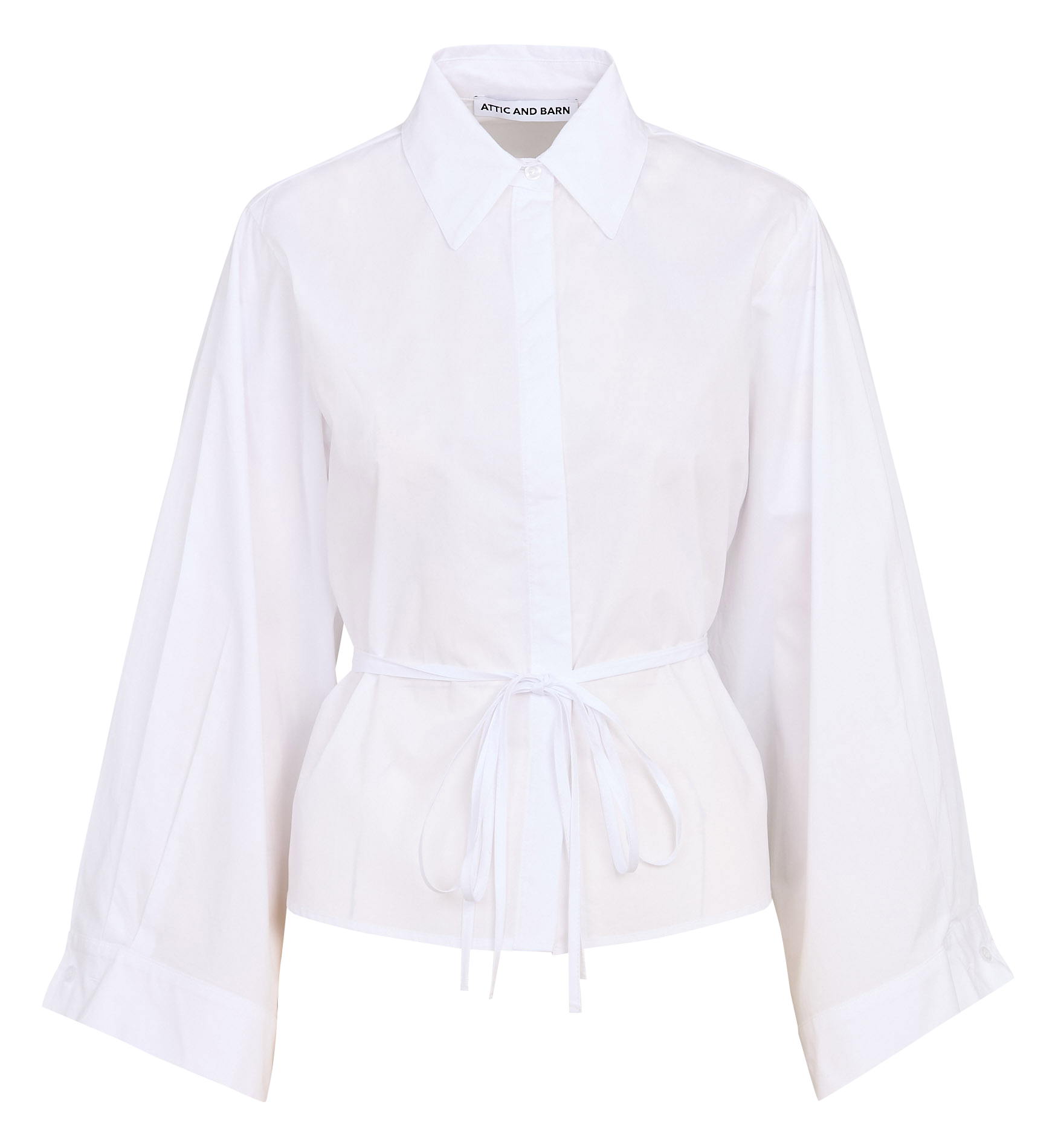 Camisa holgada con lazos de algodón ATTIC AND BARN Blanco