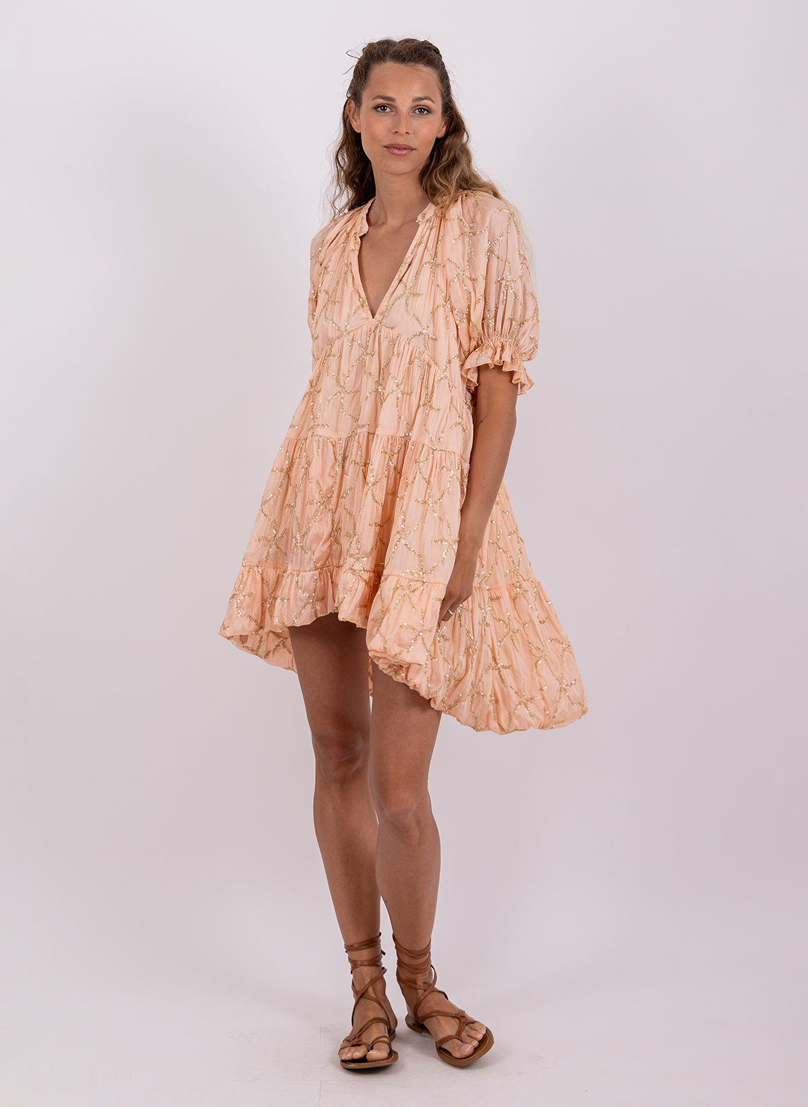 Robe asymétrique courte col V SUNDRESS Orange