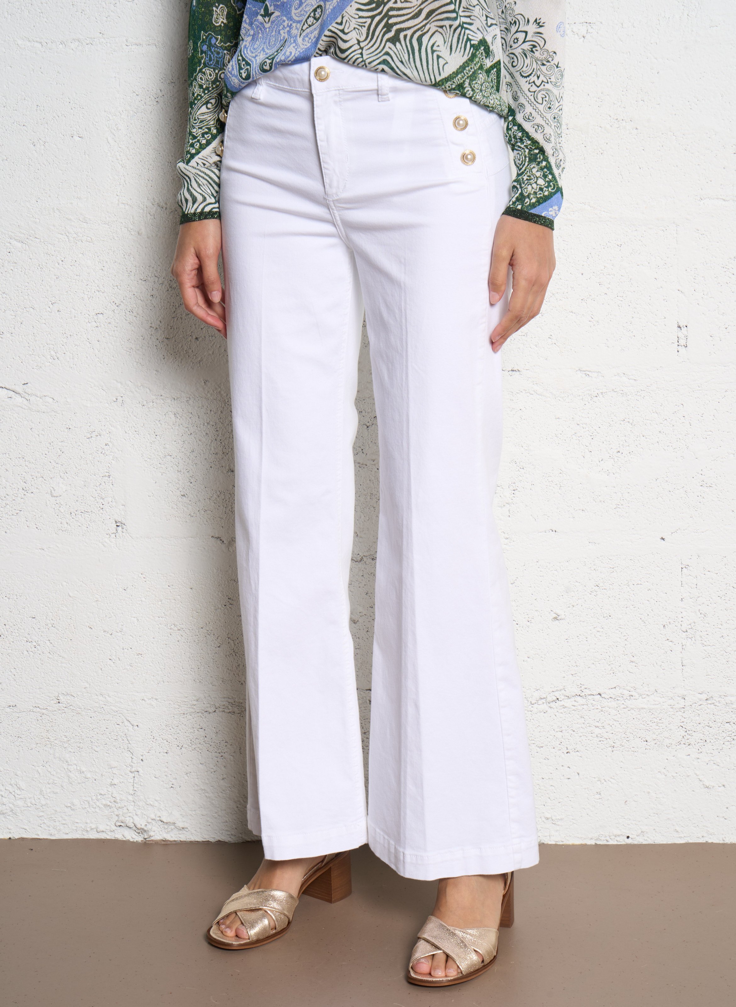 Cotton-blend bootcut jeans Bianco lana Liu Jo - Women