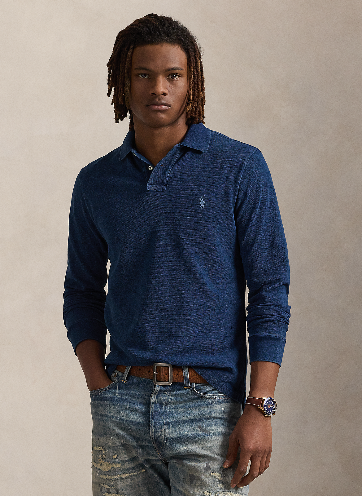 Slim-fit cotton polo shirt POLO RALPH LAUREN Blue