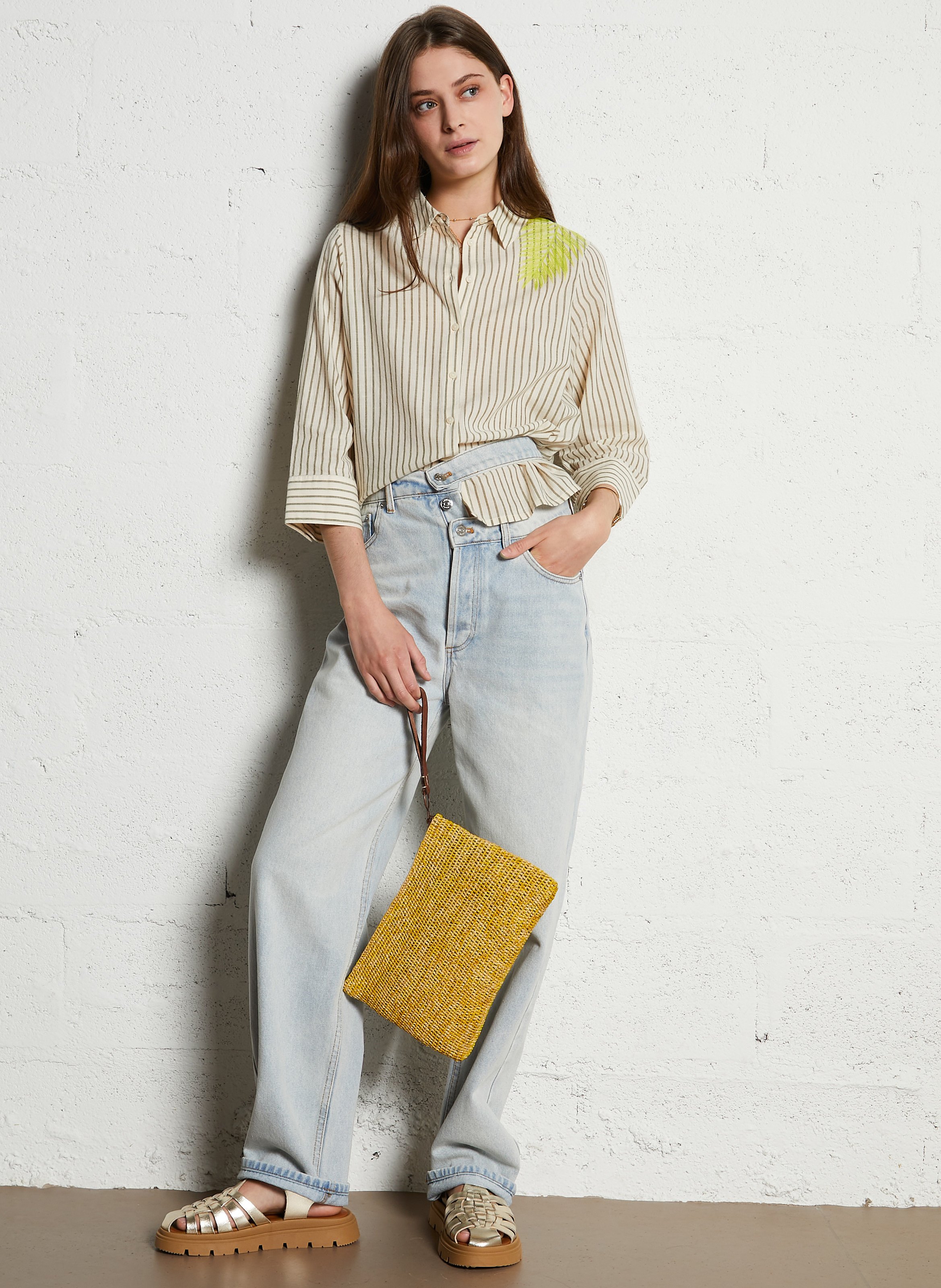 クラッチバッグ IBELIV SS24 AMPY CLUTCH (AMPY 094 ORANGE) Clutch RAFFIA Hook with strap - Clutch plate RAFFIA | IBELIV