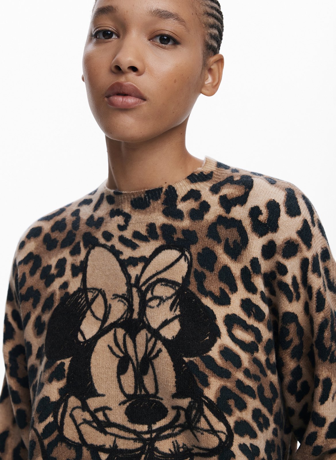 Felpa girocollo leopardata DESIGUAL Marrone