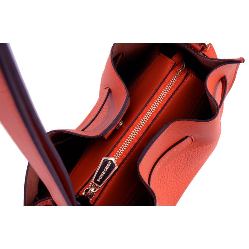 Shoulder bag - cowhide leather POURCHET Red