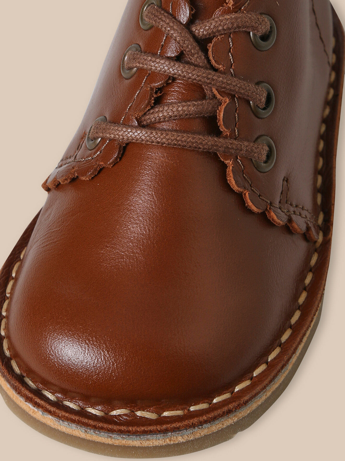 Scalloped leather ankle boots CYRILLUS Brown