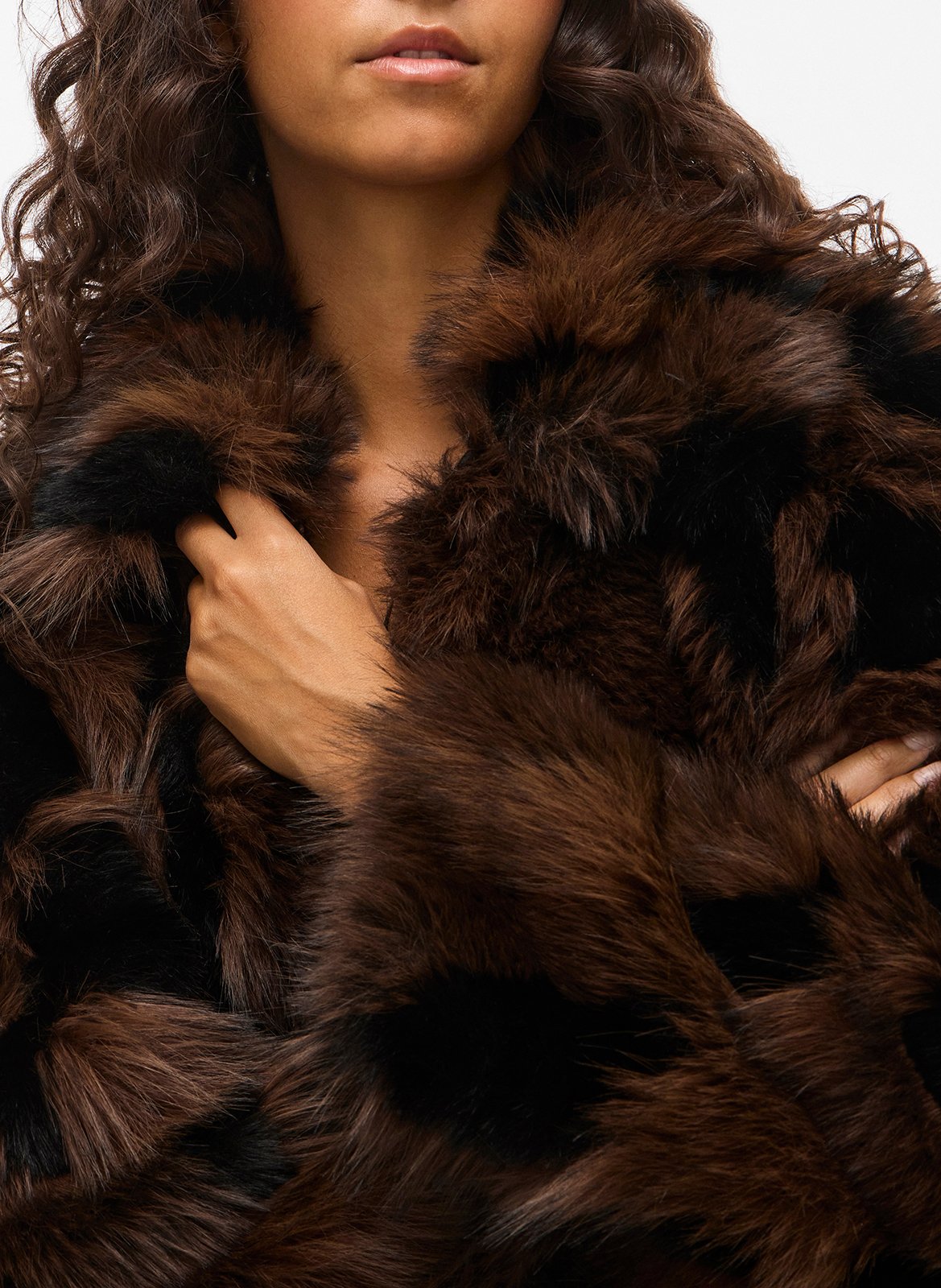 Manteau droit en fourrure synthétique VILA Noir