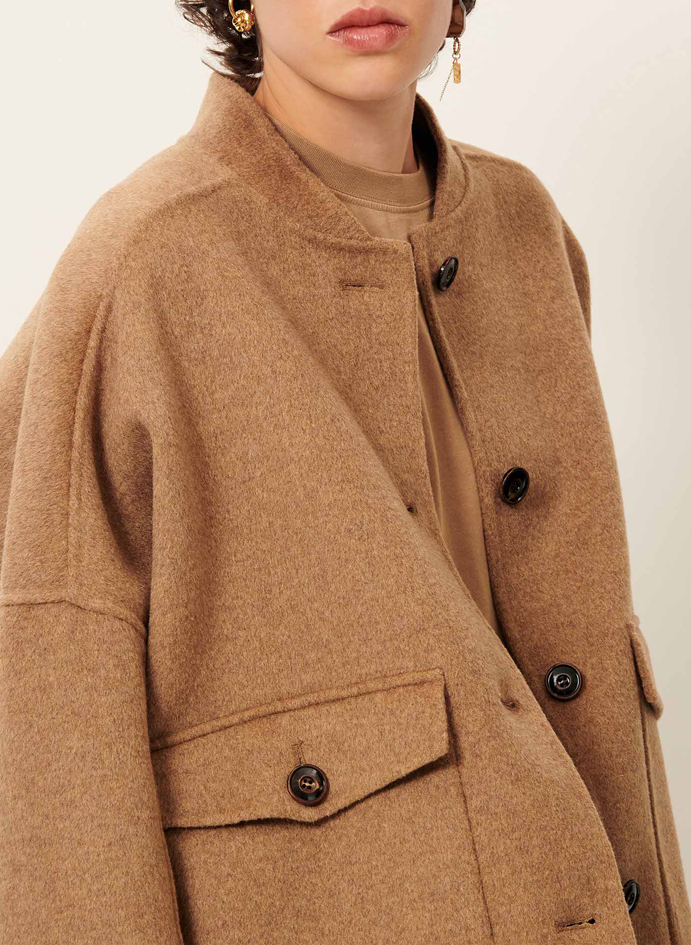 Straight wool mix jacket SESSUN Beige