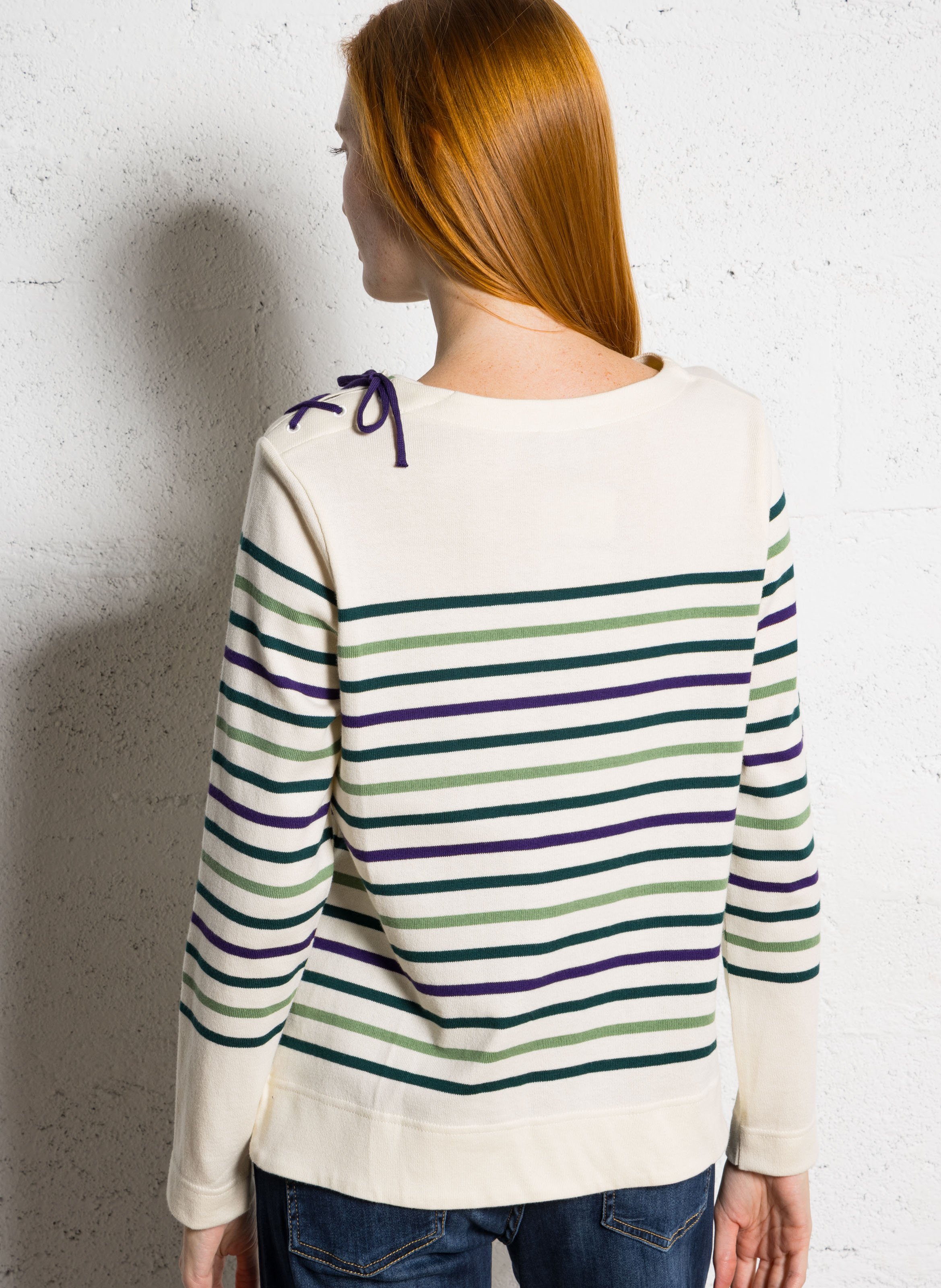 Top manches longues à rayures en coton ARMOR LUX Beige