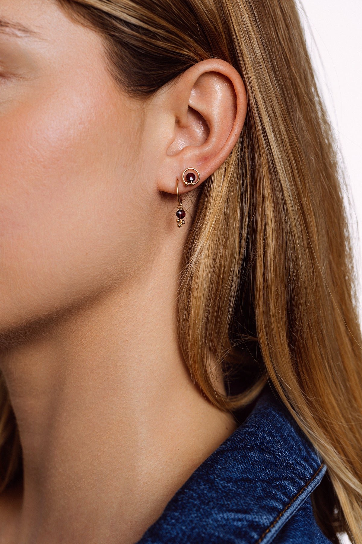 Studs - Garnet YAY Golden