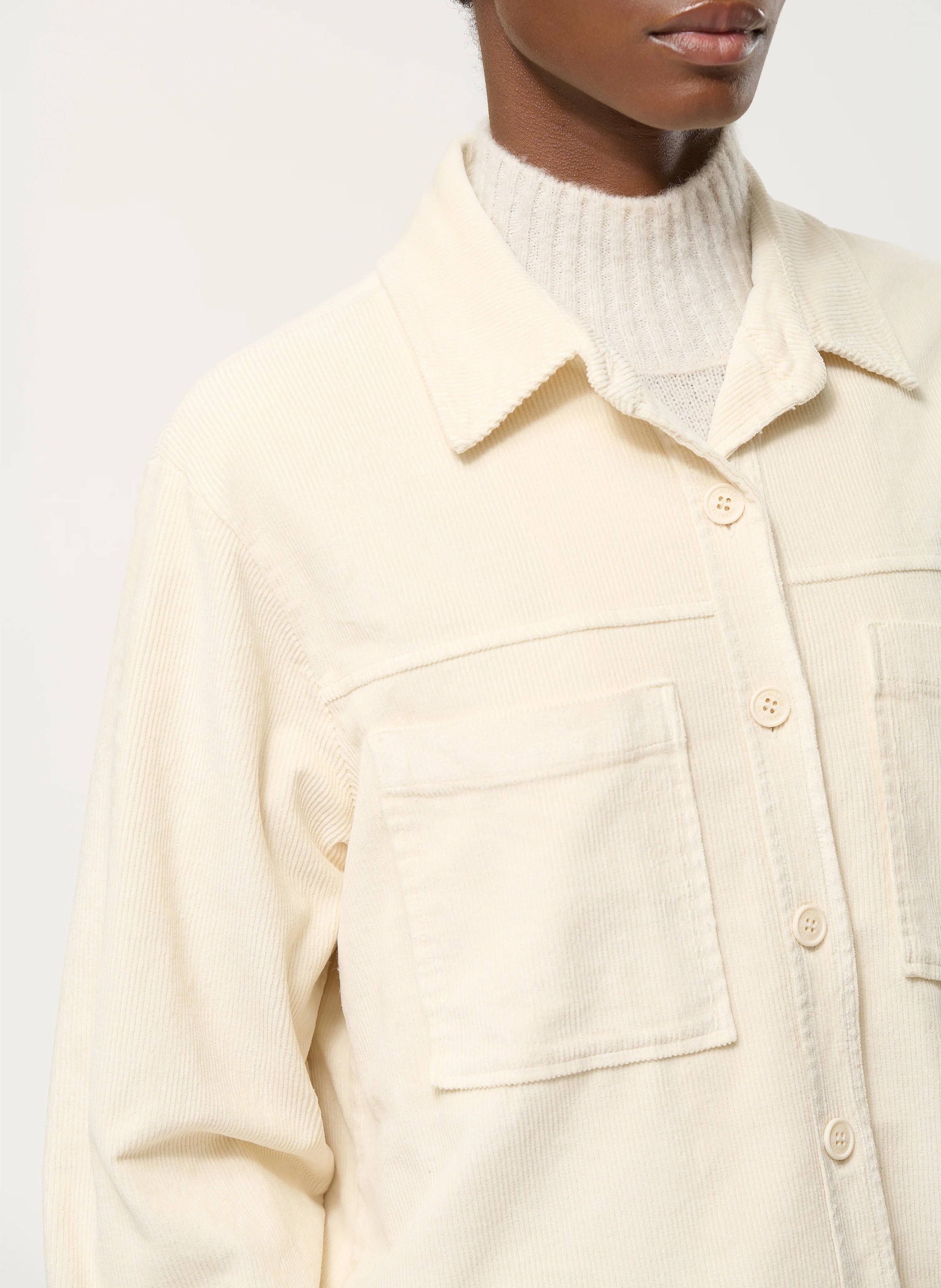 Veste droite col classique en coton mélangé HUMILITY Blanc