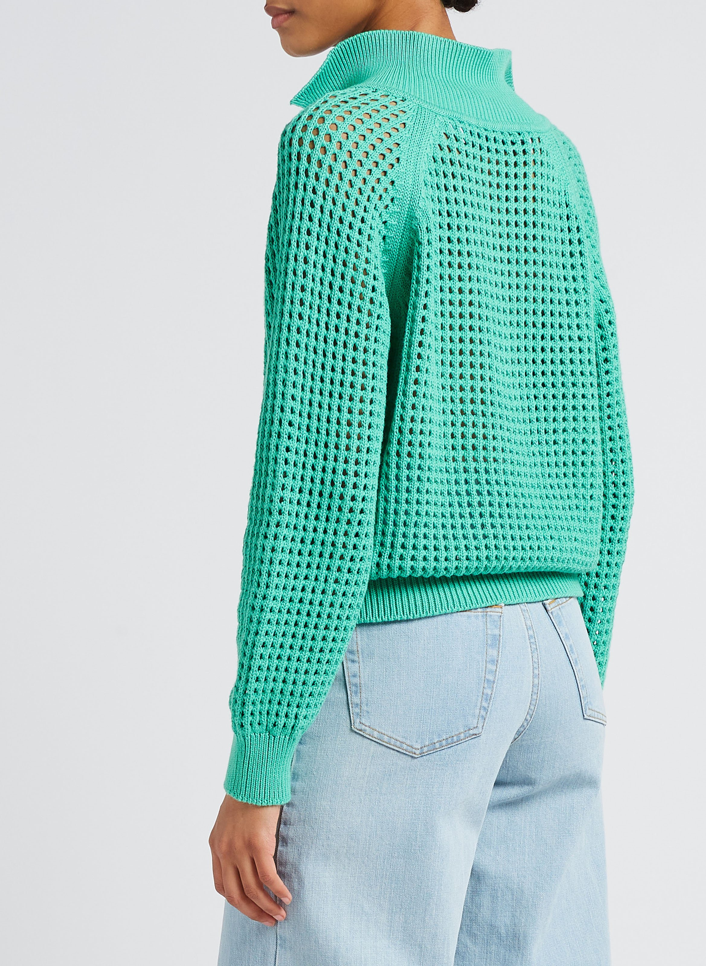 Wijd, katoenen trui met klassieke kraag MARGAUX LONNBERG Groen