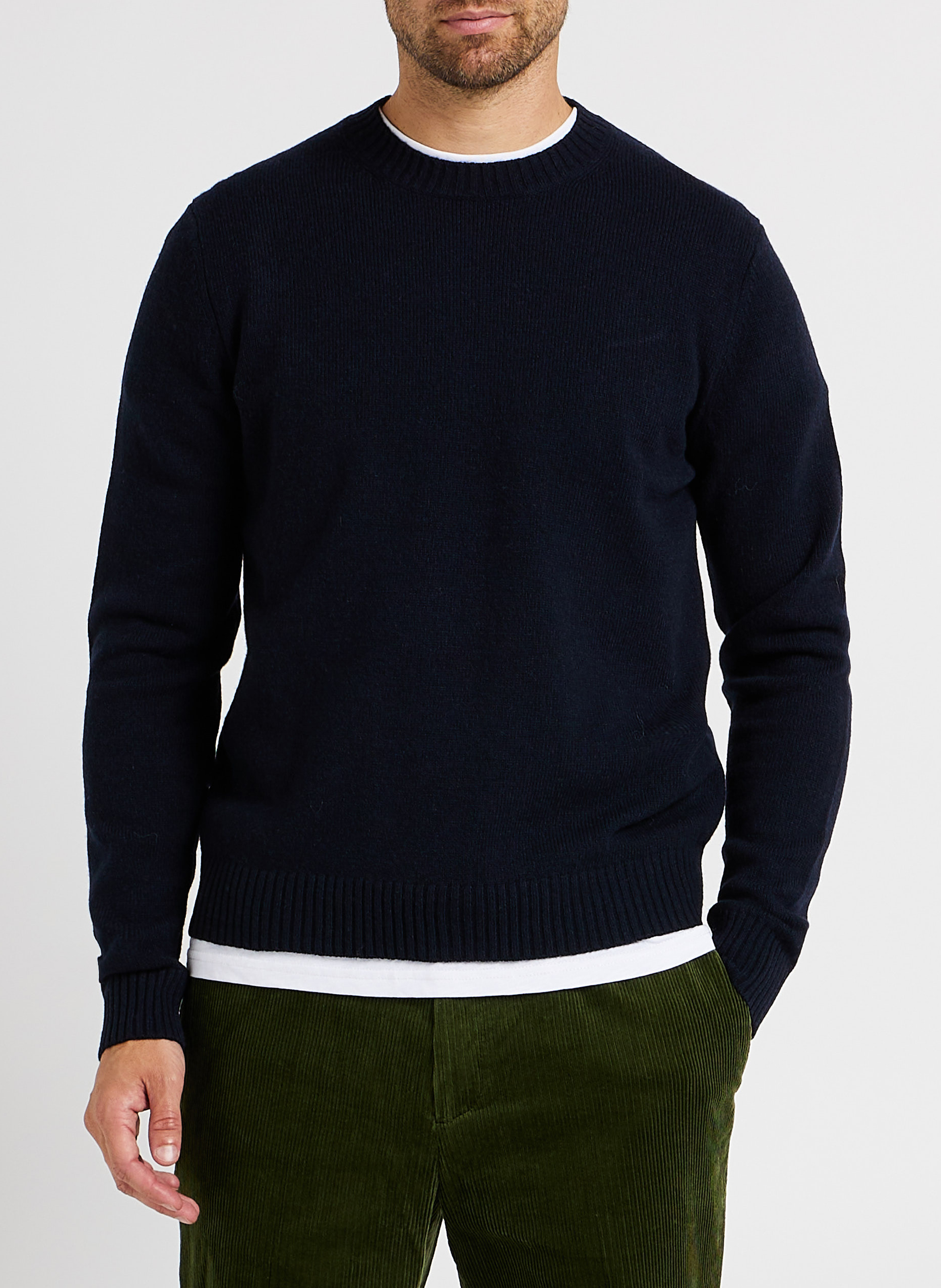 Slim-fit trui van wolmix met ronde hals SAMSOE SAMSOE Blauw