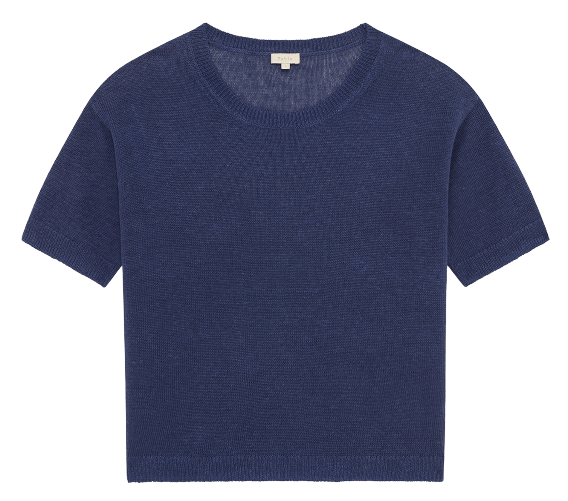 Straight round-neck linen sweater PABLO Blue