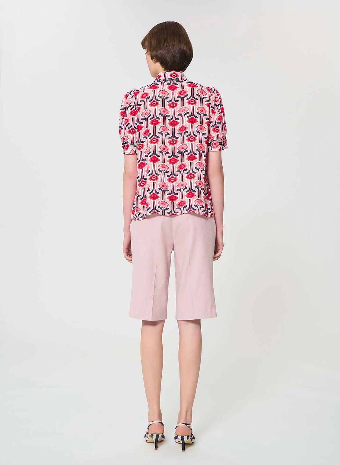 Top droit col classique imprimé TARA JARMON Rose