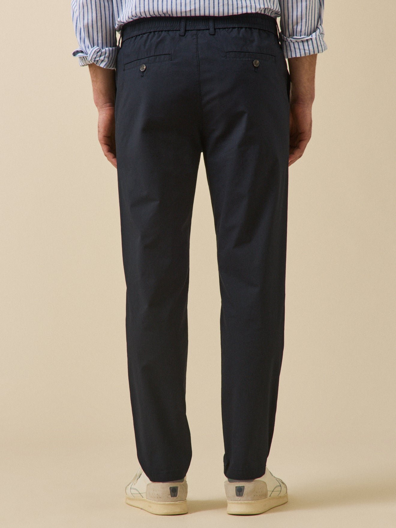 Elasticated waistband crisp poplin pants CYRILLUS Blue