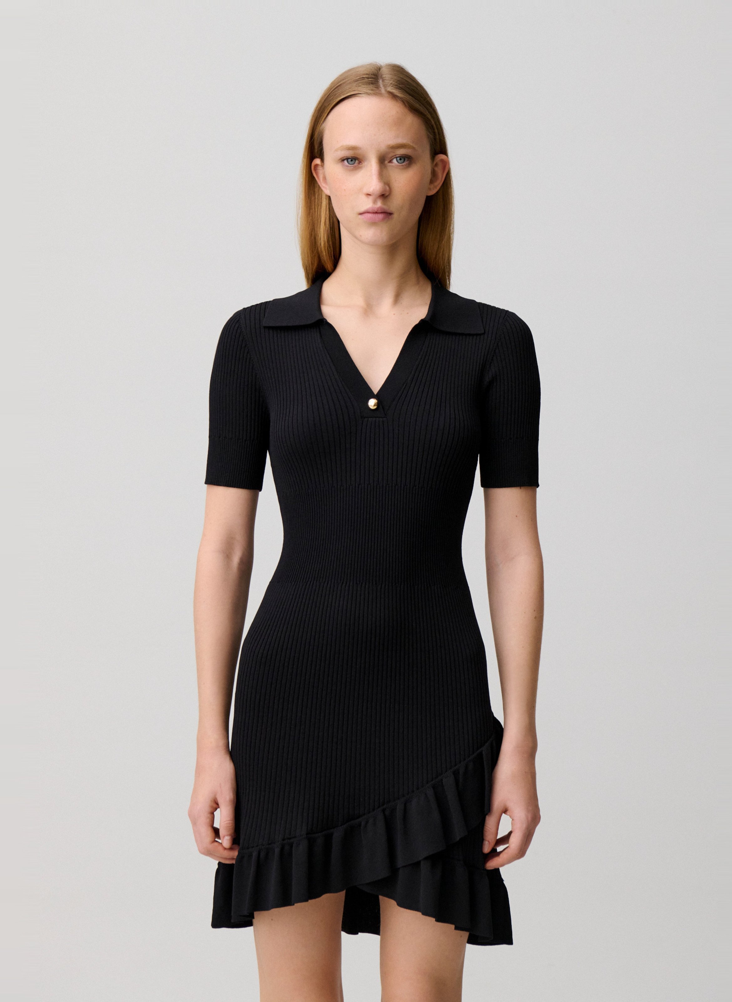 Robe courte ajustée en maille côtelée CLAUDIE PIERLOT Noir