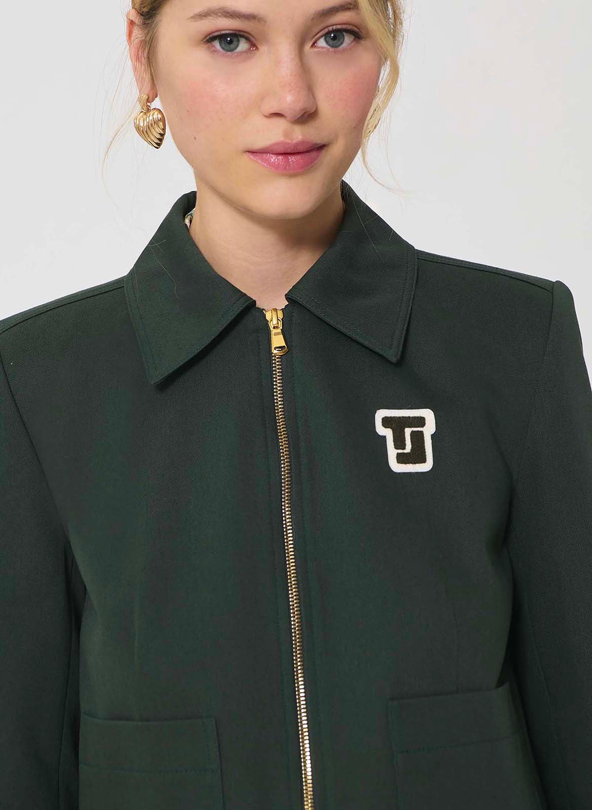 Veste courte droite zippée unie TARA JARMON Vert