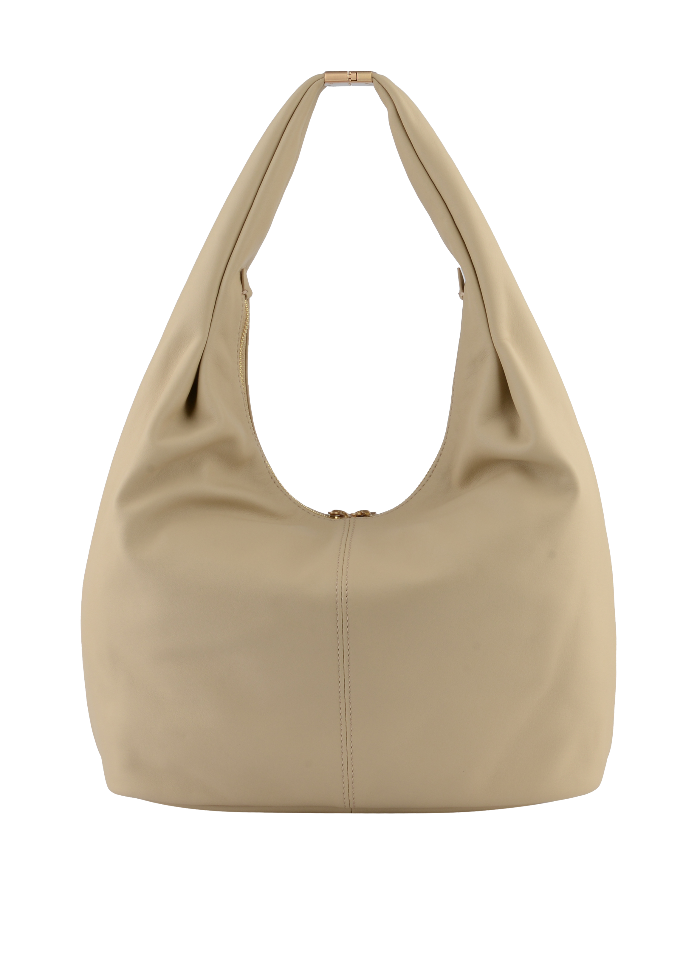Calfskin leather shoulder bag Beige