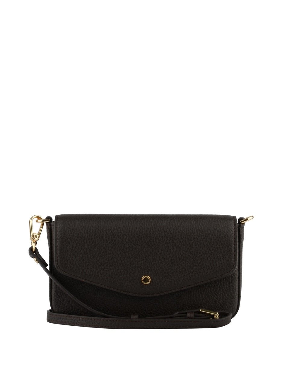 Calfskin leather shoulder bag POURCHET Brown