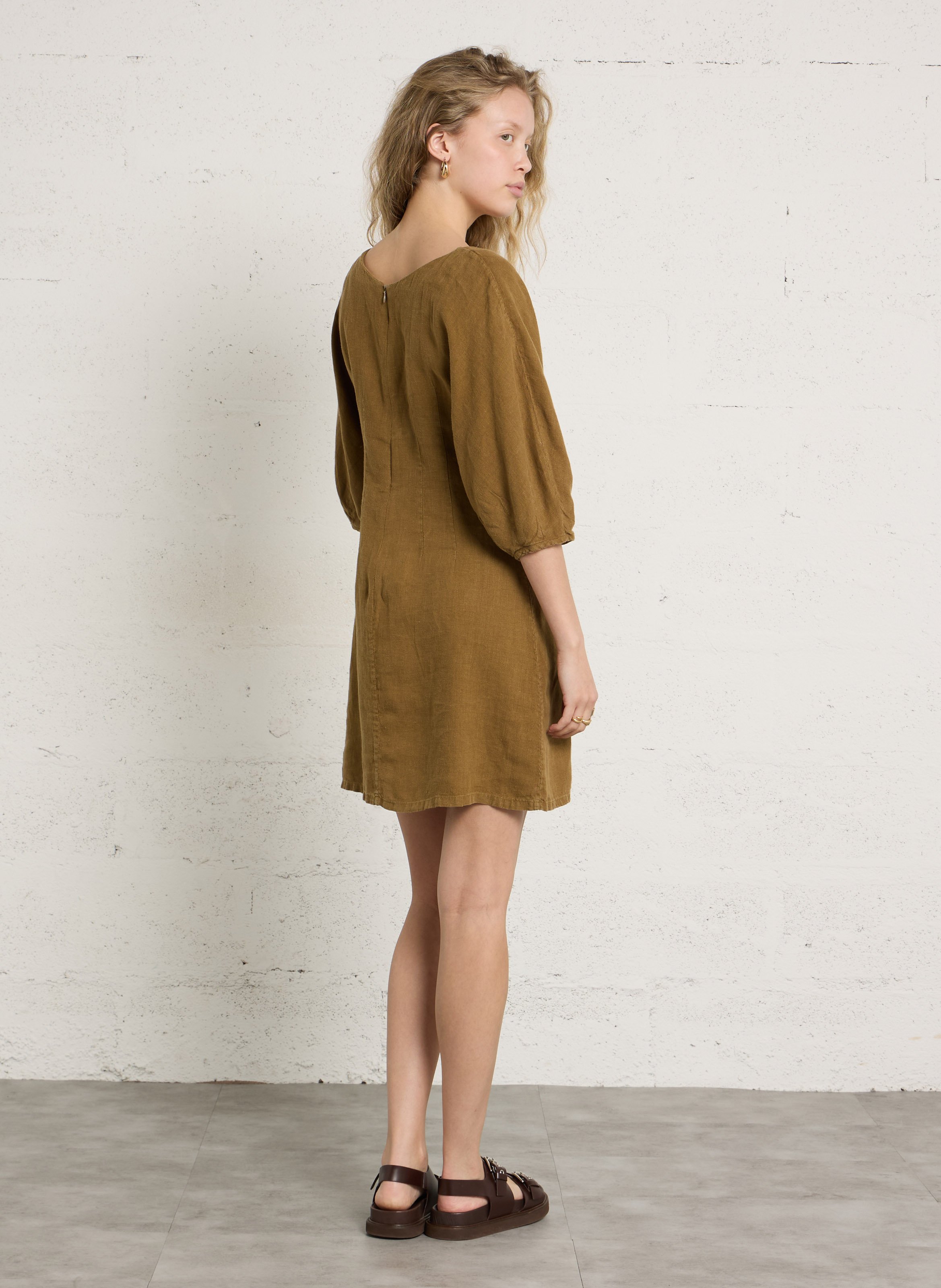 Korte jurk van katoen met ronde hals THE NEW SOCIETY Groen