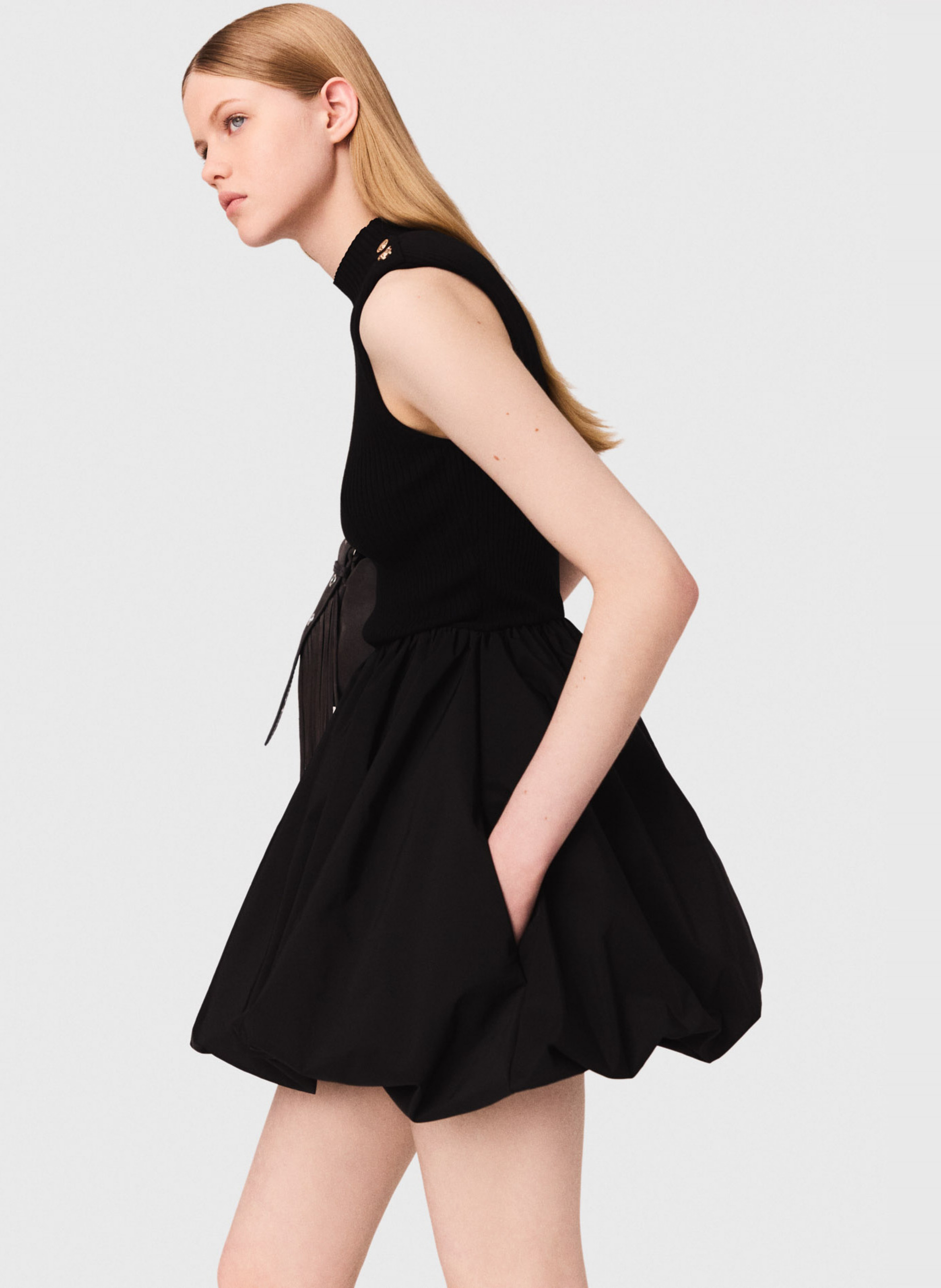 Robe courte à col montant  MAJE Noir