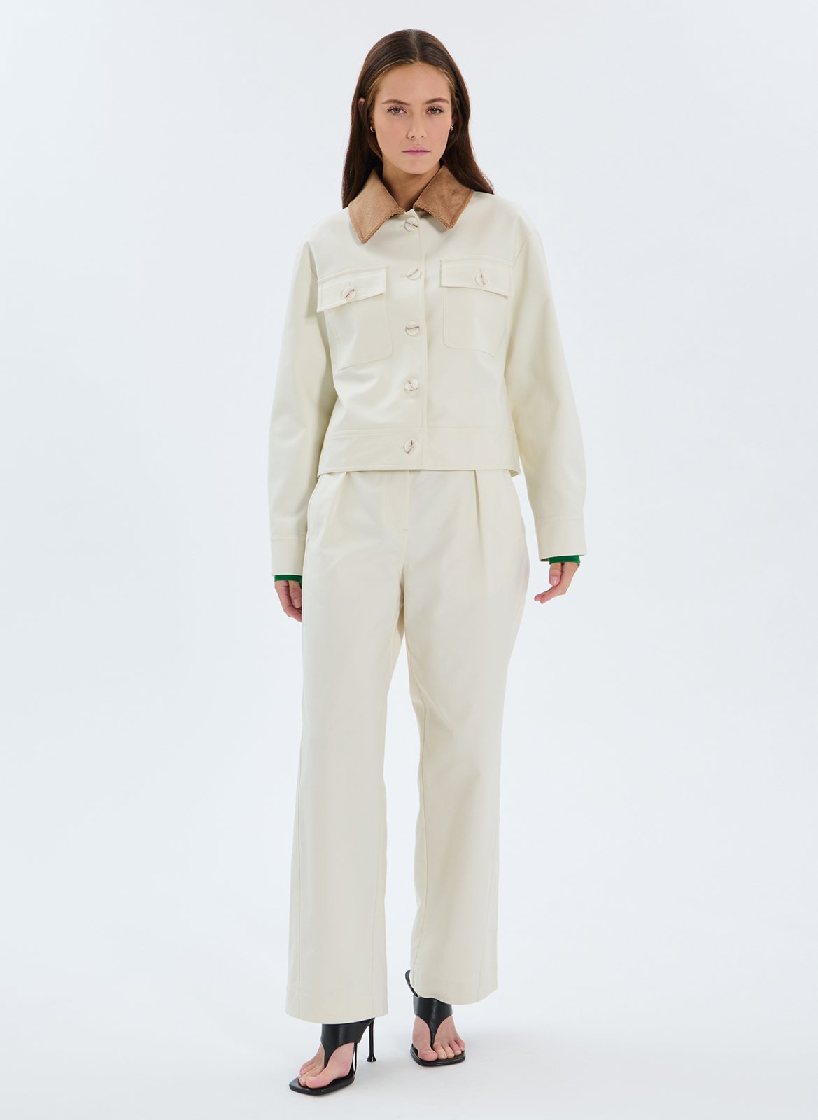 Straight cotton-blend jacket ZAPA White