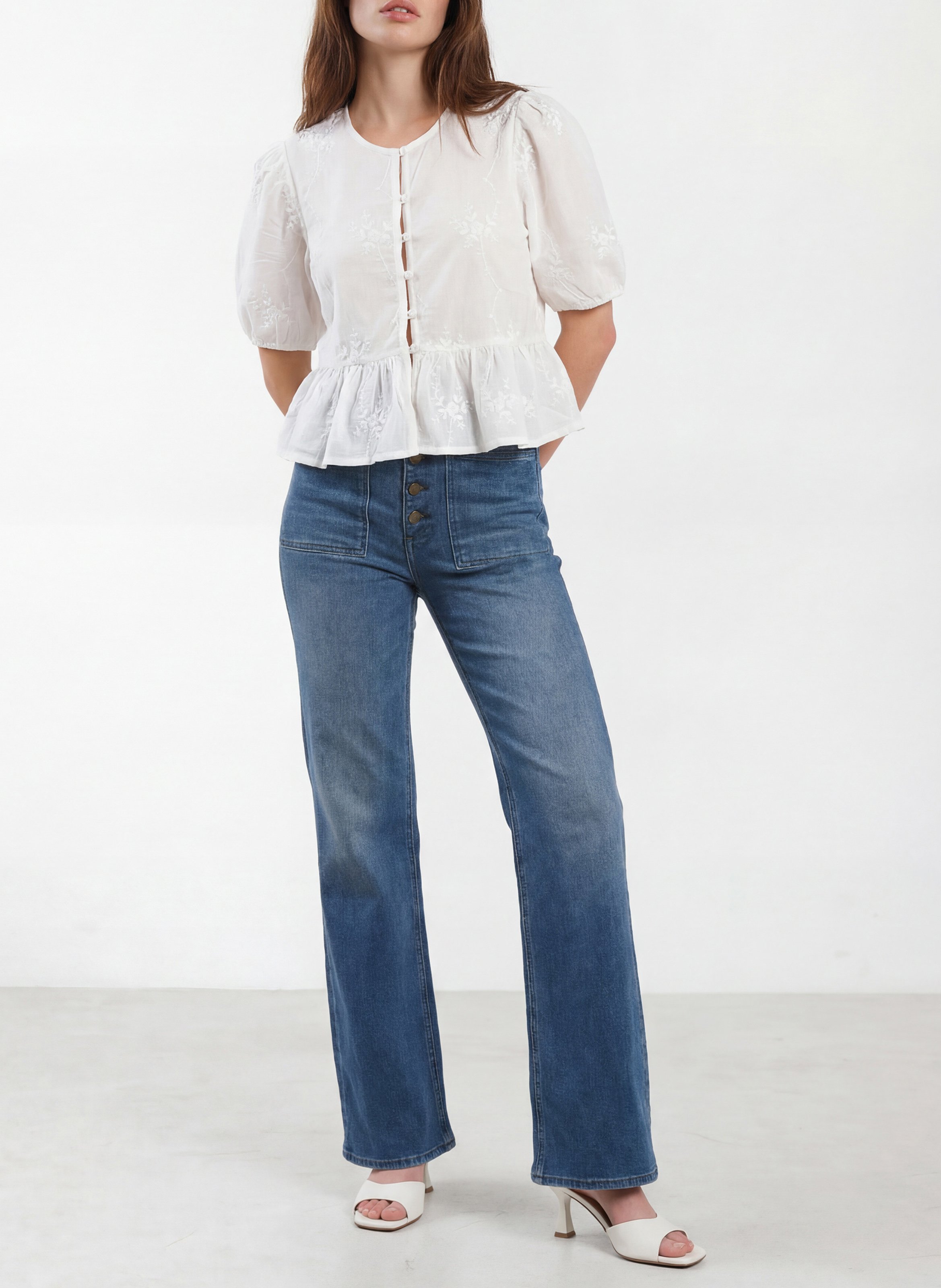 Bluse Rundhalsausschnitt aus Baumwolle KOOKAI Weiss