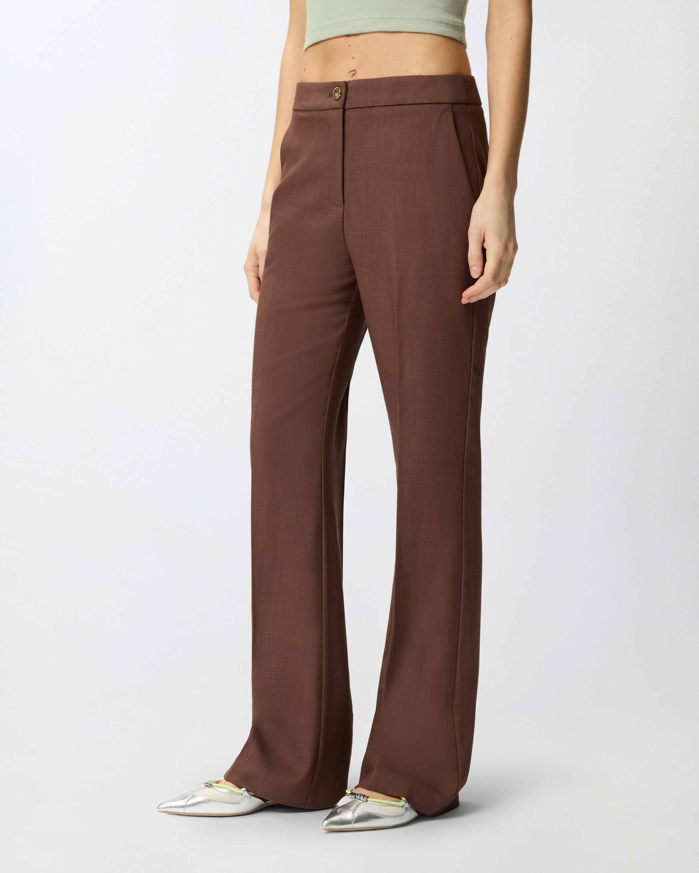 Pantalon à pli marqué PINKO Marron