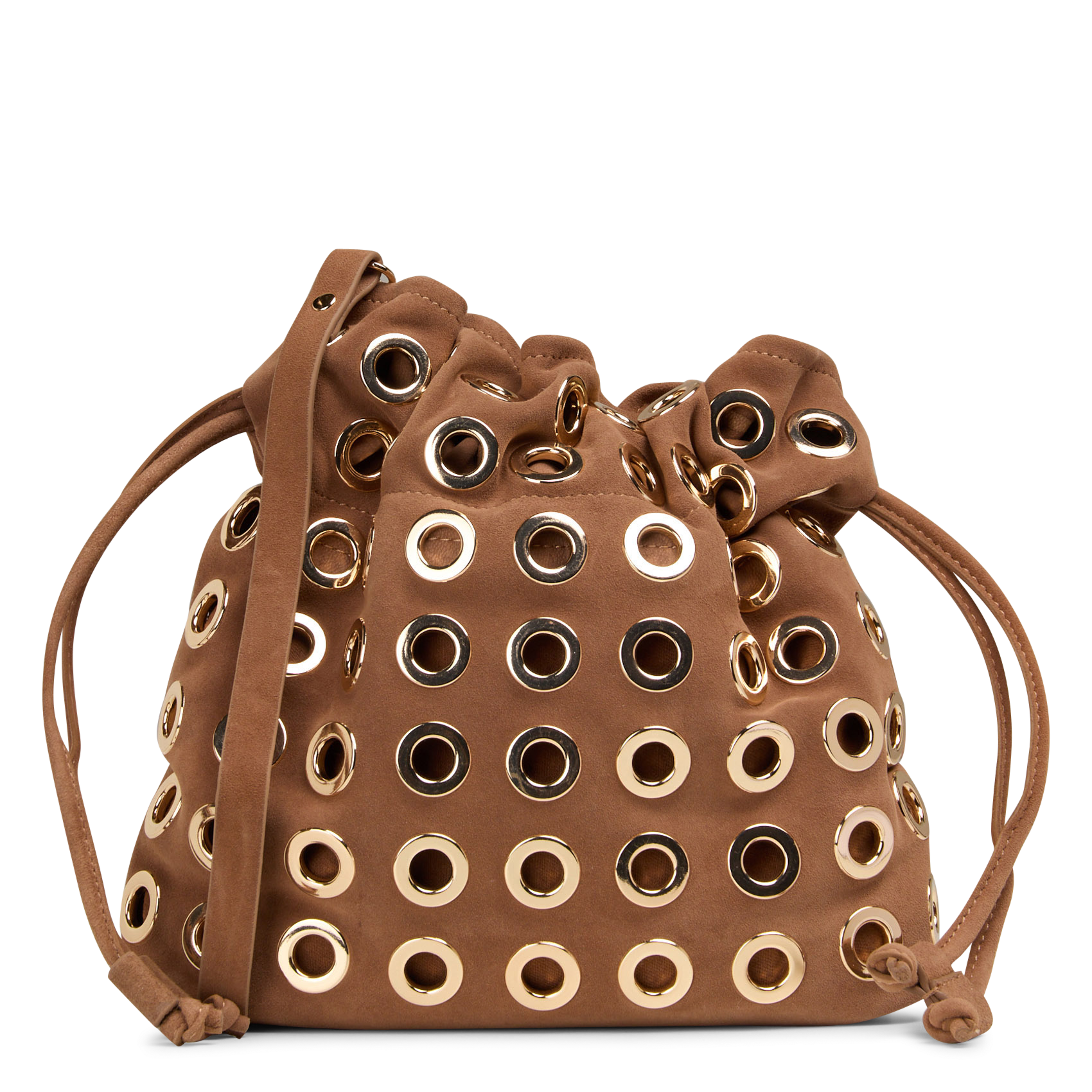 Sac seau en cuir velours BERENICE Marron