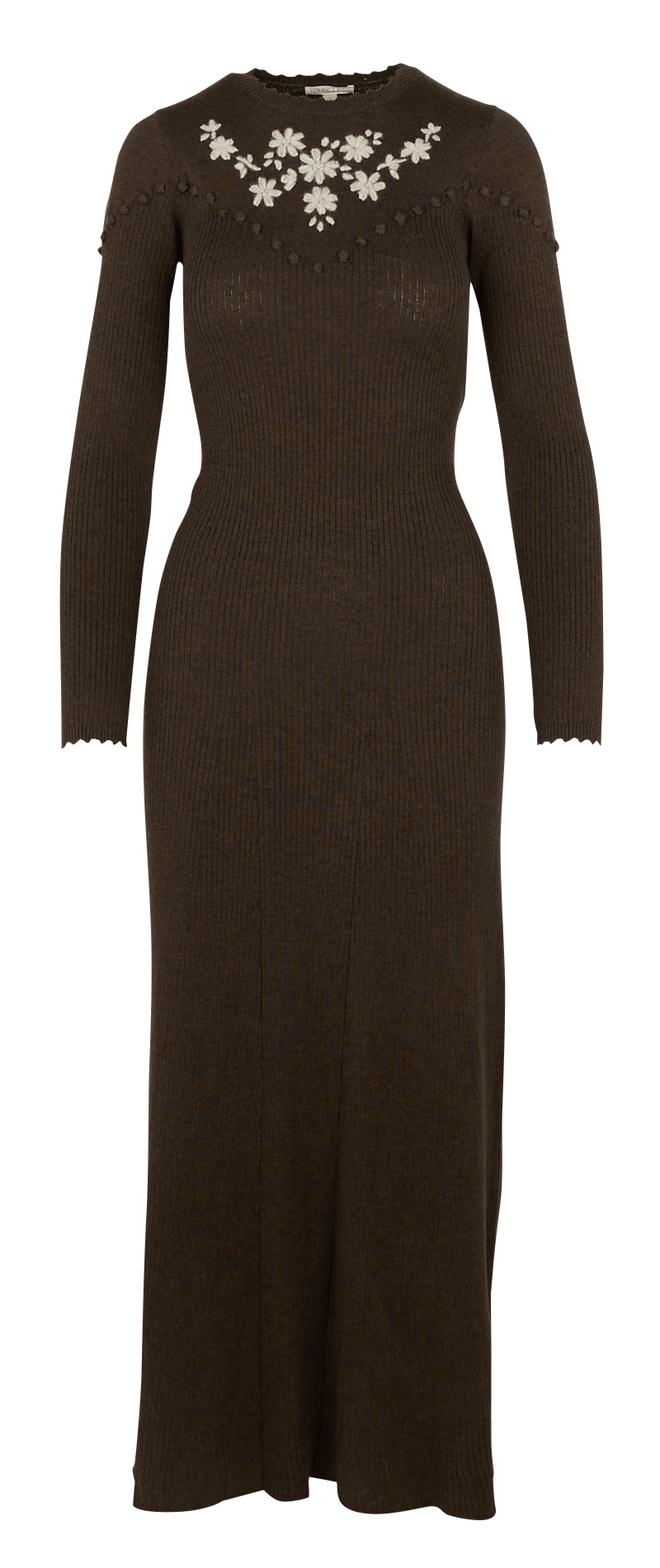 Lange Strickkleid mit Rundhalsausschnitt aus Wolle-Mix LOUISE MISHA Braun