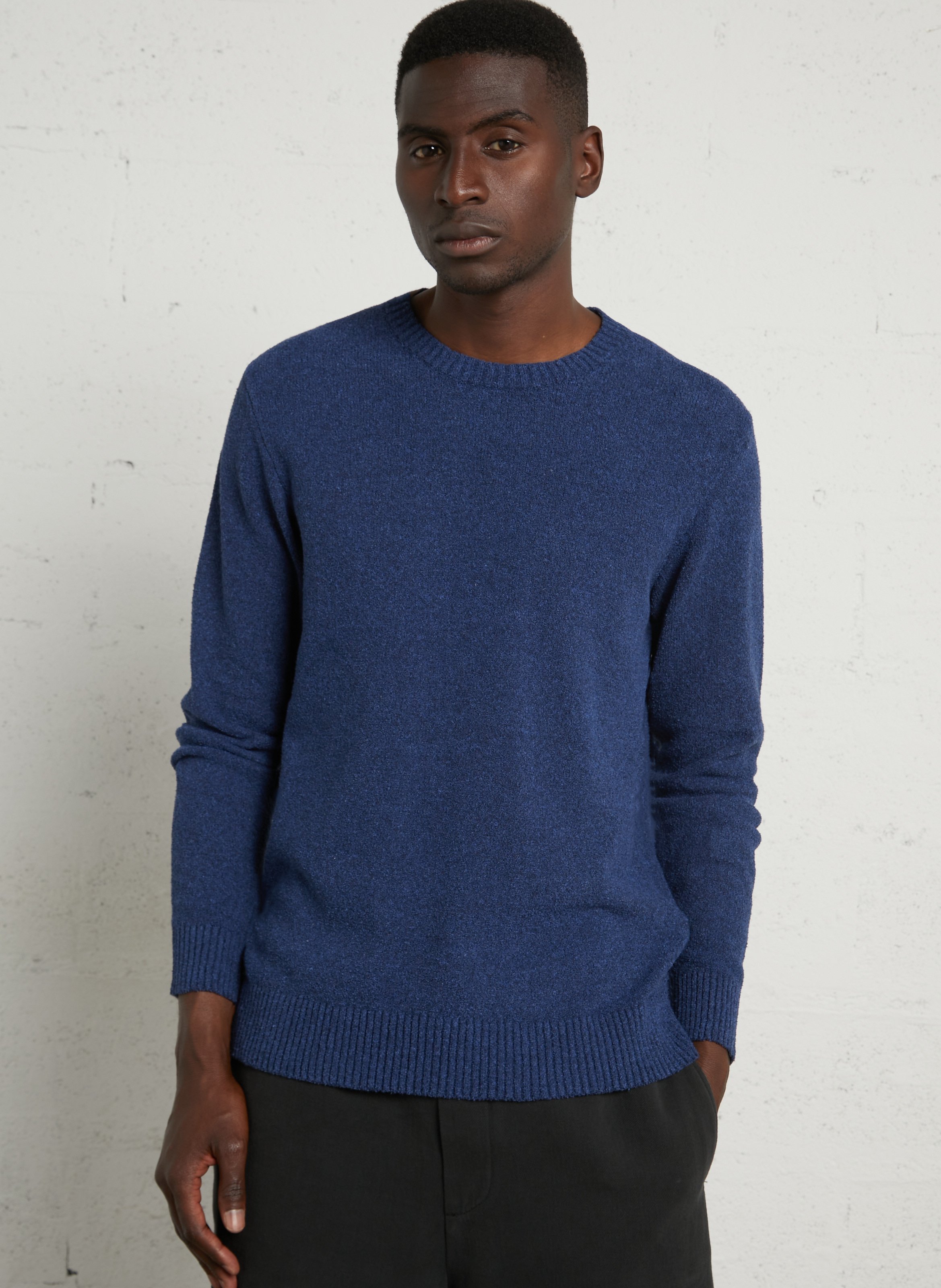 Pull col rond en coton mélangé AU PRINTEMPS PARIS Bleu