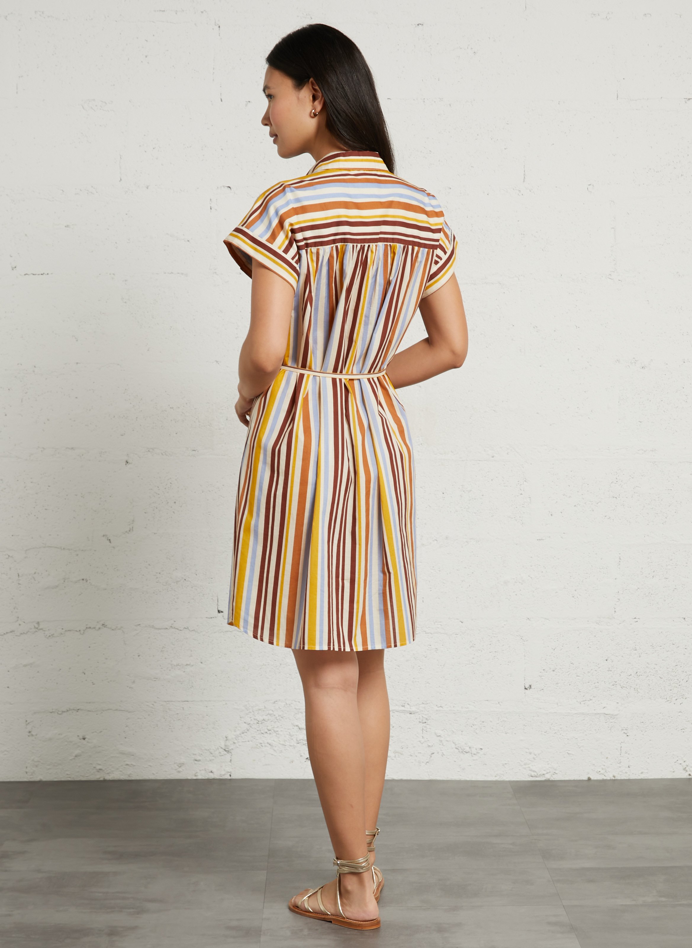 Robe courte rayée en coton SUD EXPRESS Marron