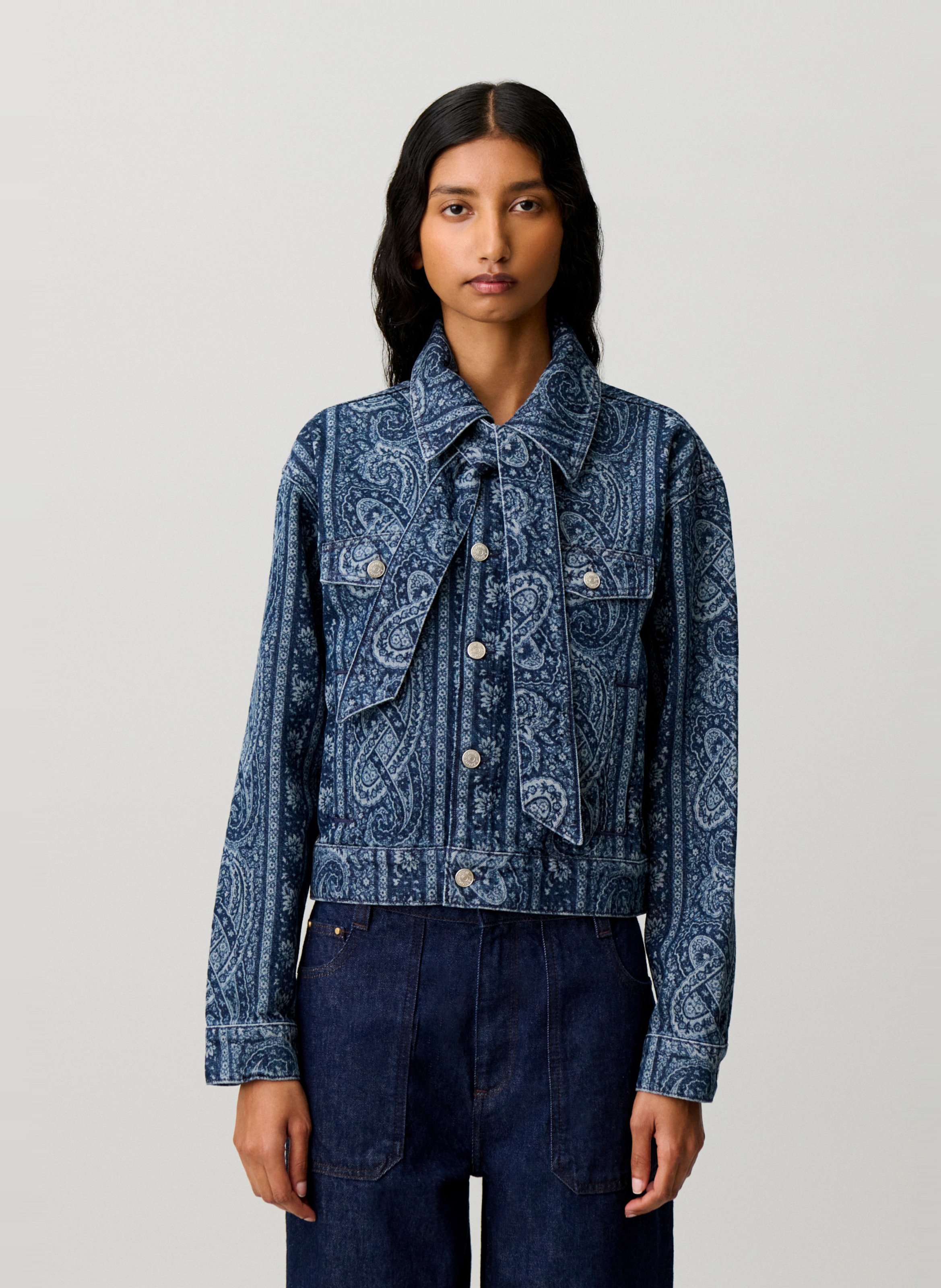 Katoenen jasje van spijkerstof CLAUDIE PIERLOT Blauw