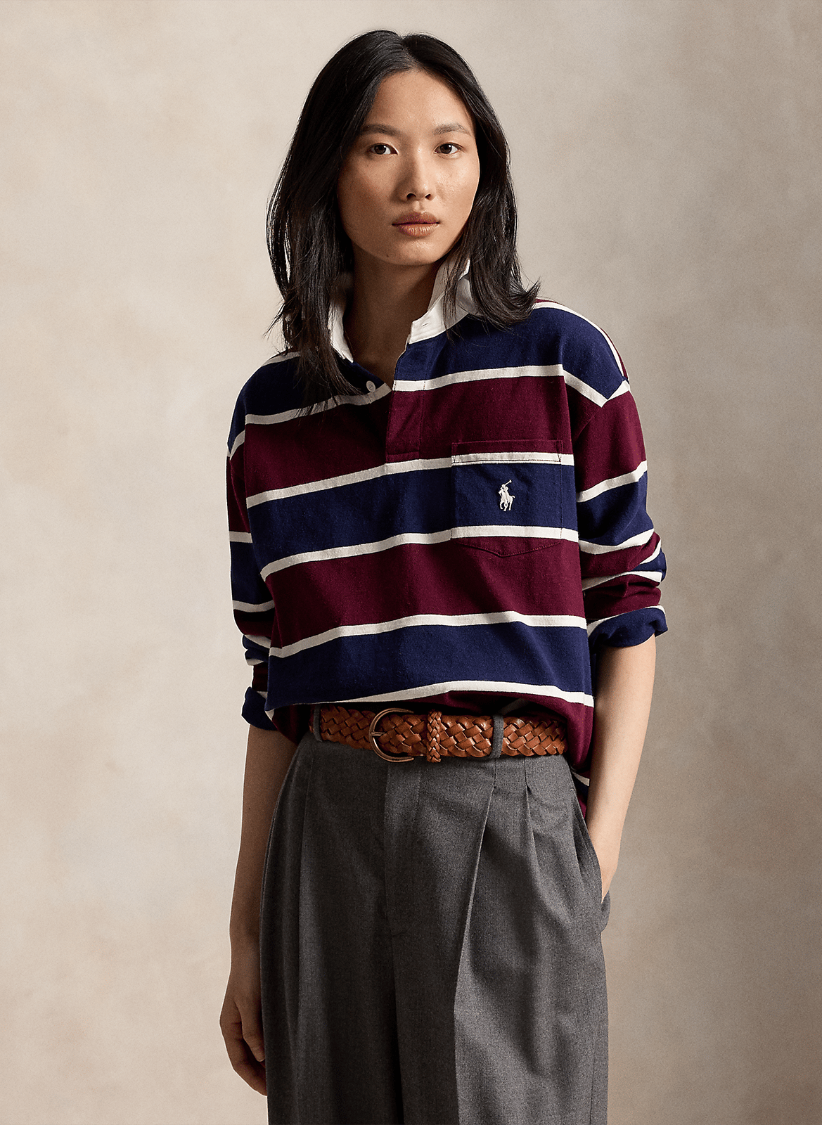 Polo a maniche lunghe a righe POLO RALPH LAUREN Rosso
