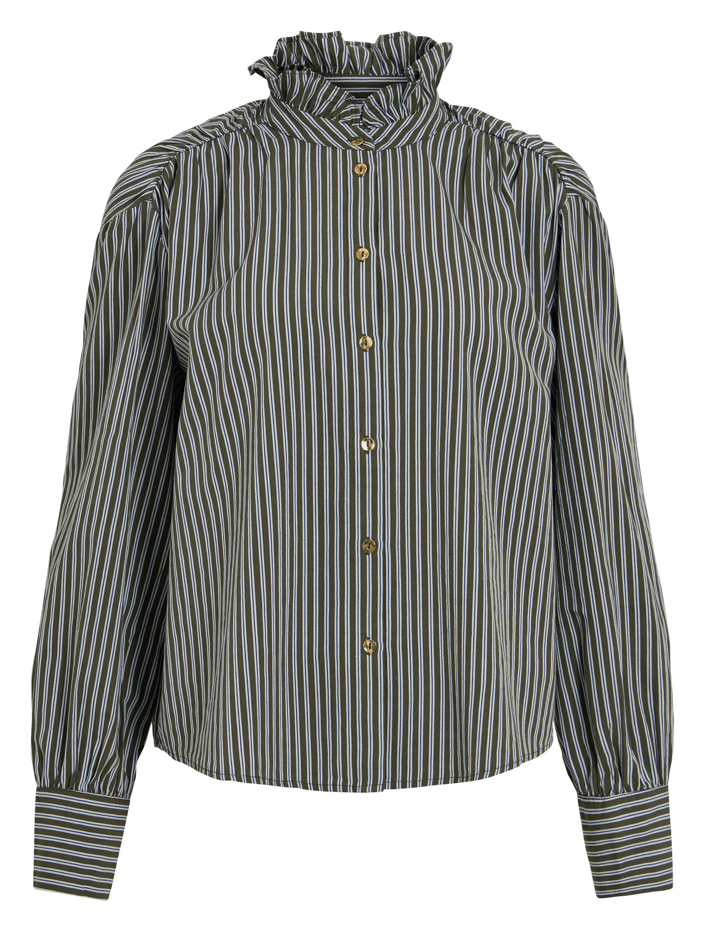 Chemise droite col montant en coton bio VILA Kaki