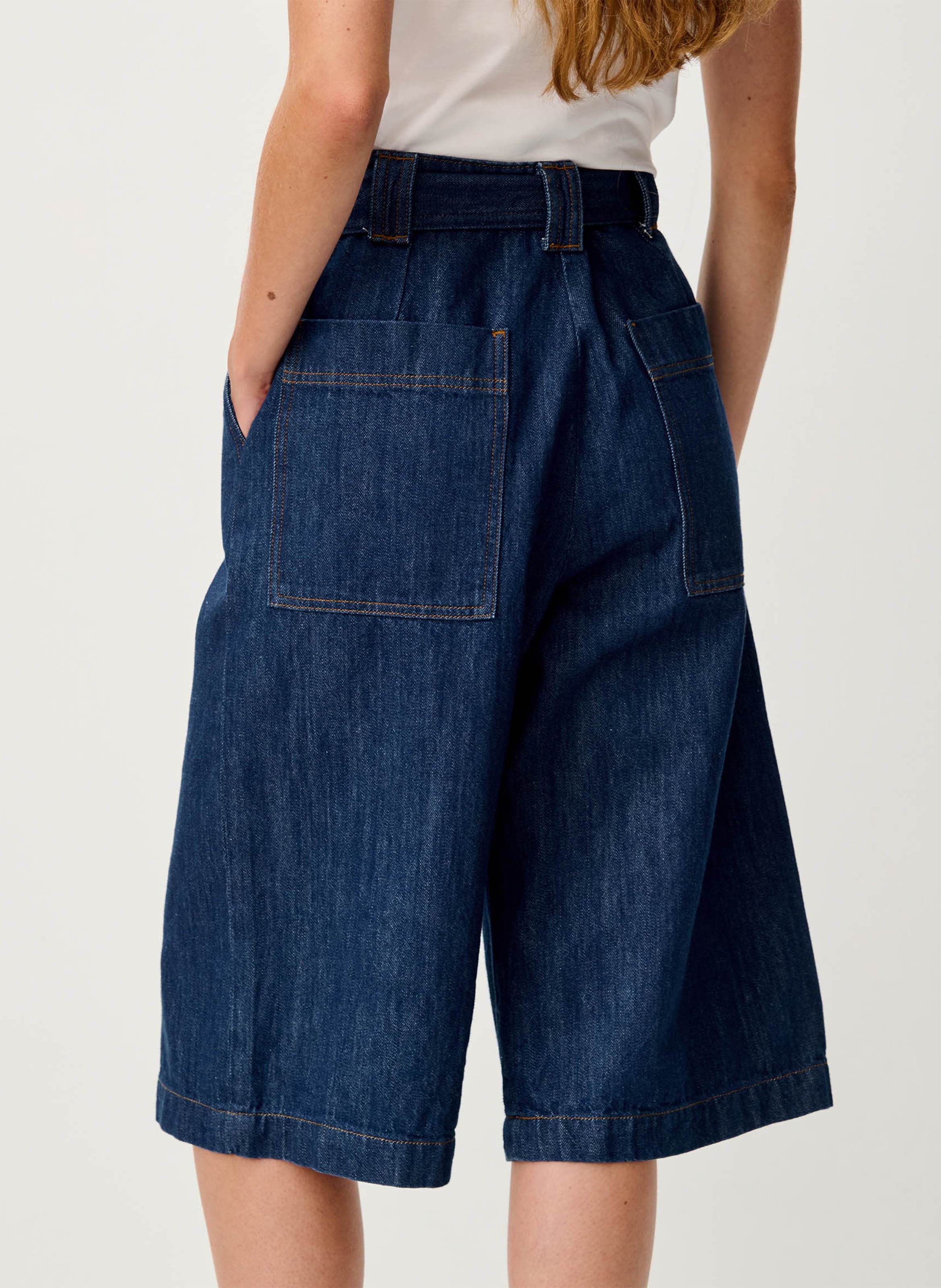 Oversize High-Waist Bermuda Shorts aus Baumwolle SESSUN Blau