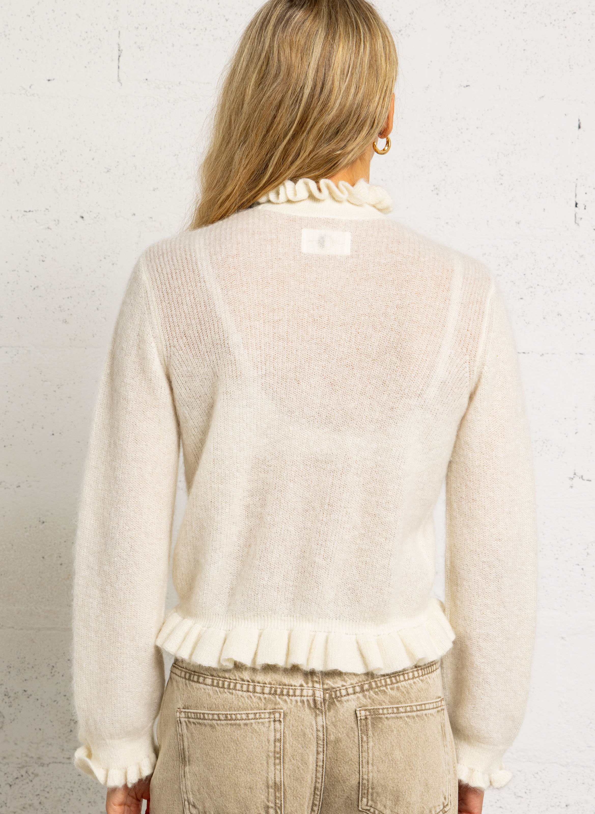 Wollmix-Pullover mit Stehkragen DES PETITS HAUTS Beige