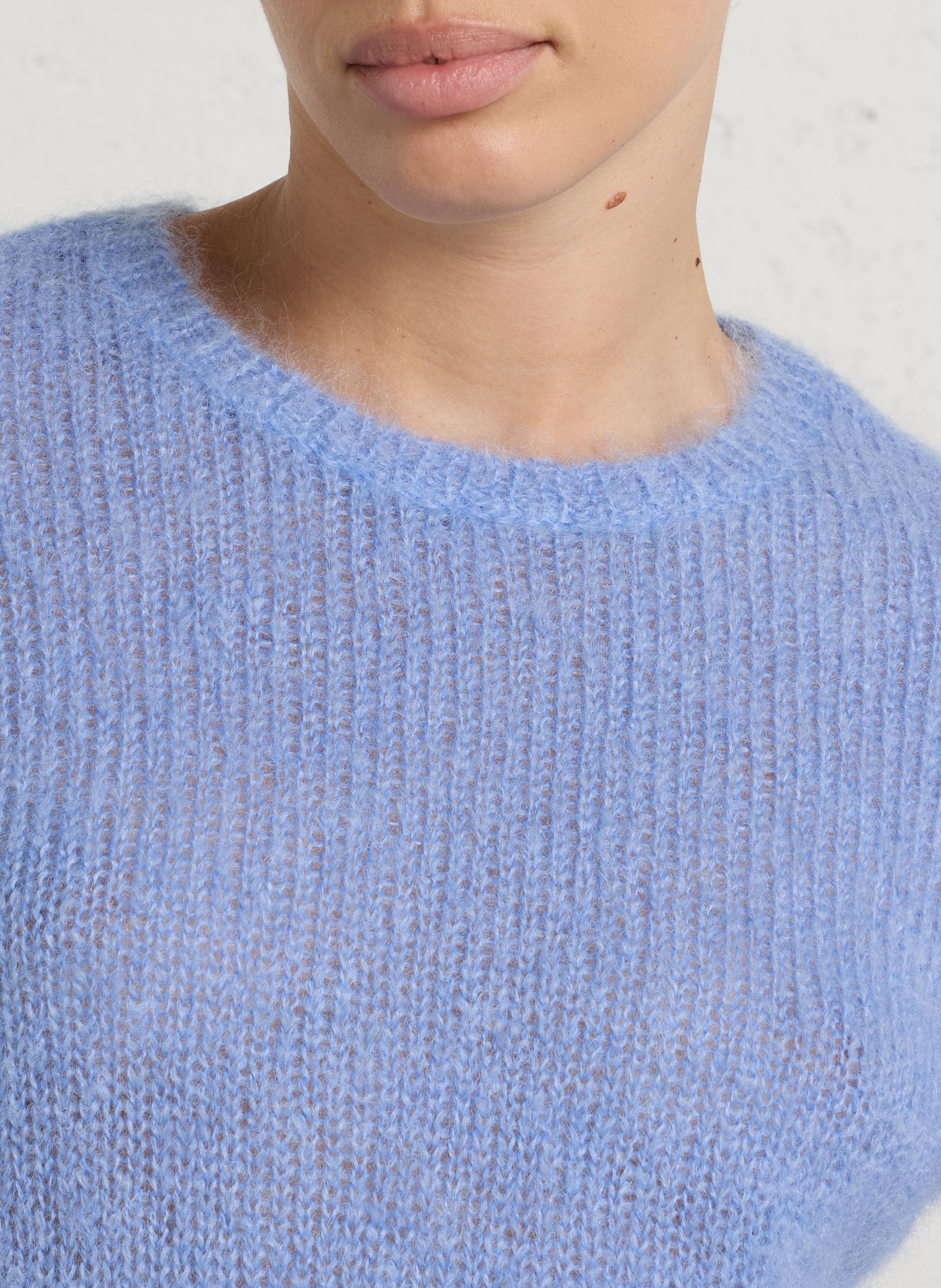 Loose-fit round-neck mohair-blend sweater DES PETITS HAUTS Blue