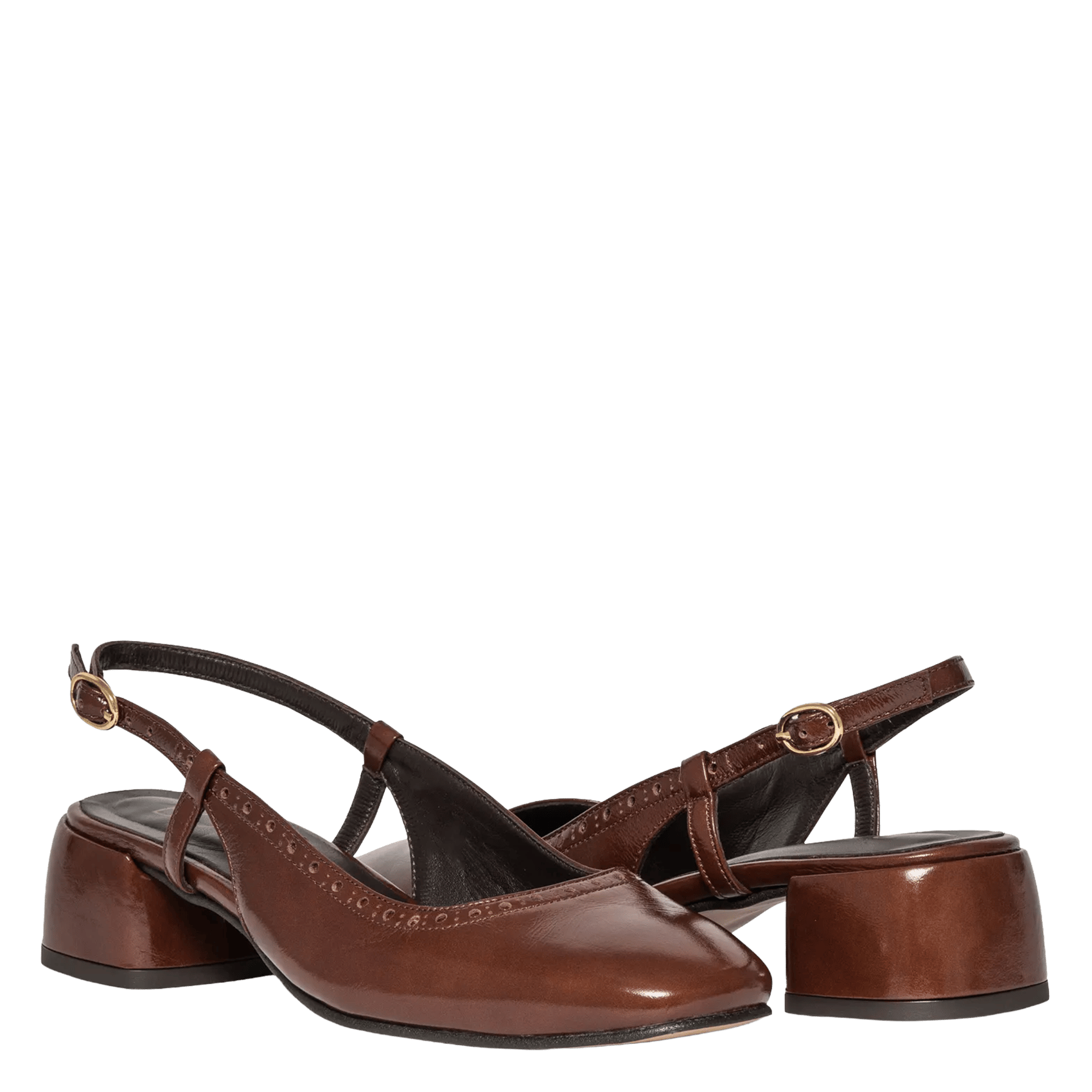 Slingback-Pumps aus einfarbigem Leder BOCAGE Braun
