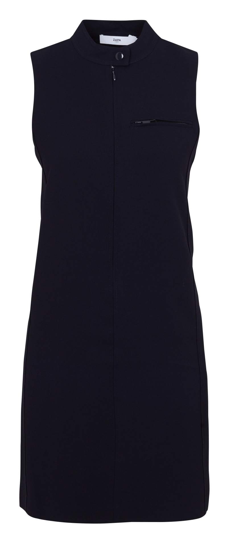 Korte rechte jurk met ronde hals en zonder mouwen ZAPA Blauw